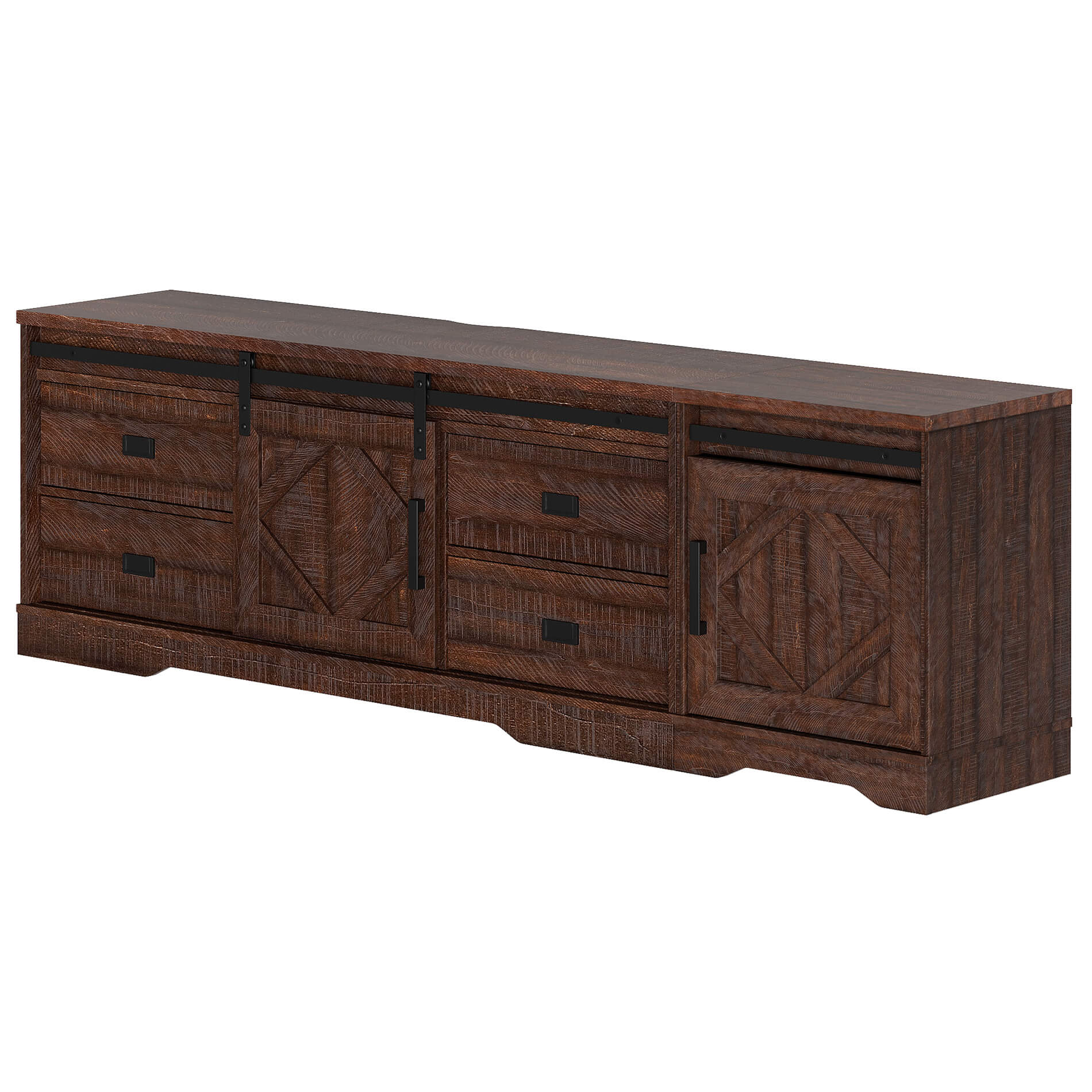 WAMPAT 79" Modern Farmhouse 2 in 1 TV Stand for up to 85" TVs Wood Entertainment Center with Drawers & Adjustable Shelf for Living Room, Rustic Brown