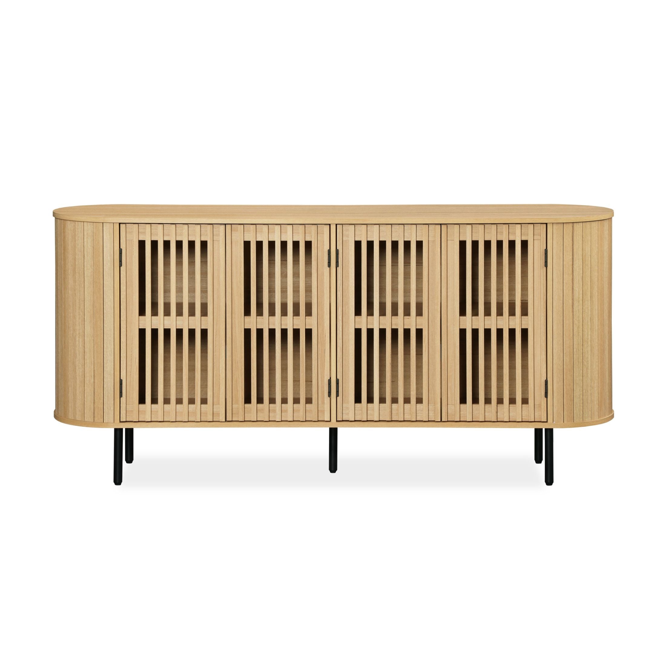 WAMPAT 64" Kitchen Buffet Sideboard Cabinet, Coffee Bar Storage Cabinet with Pop-up Doors, Oak