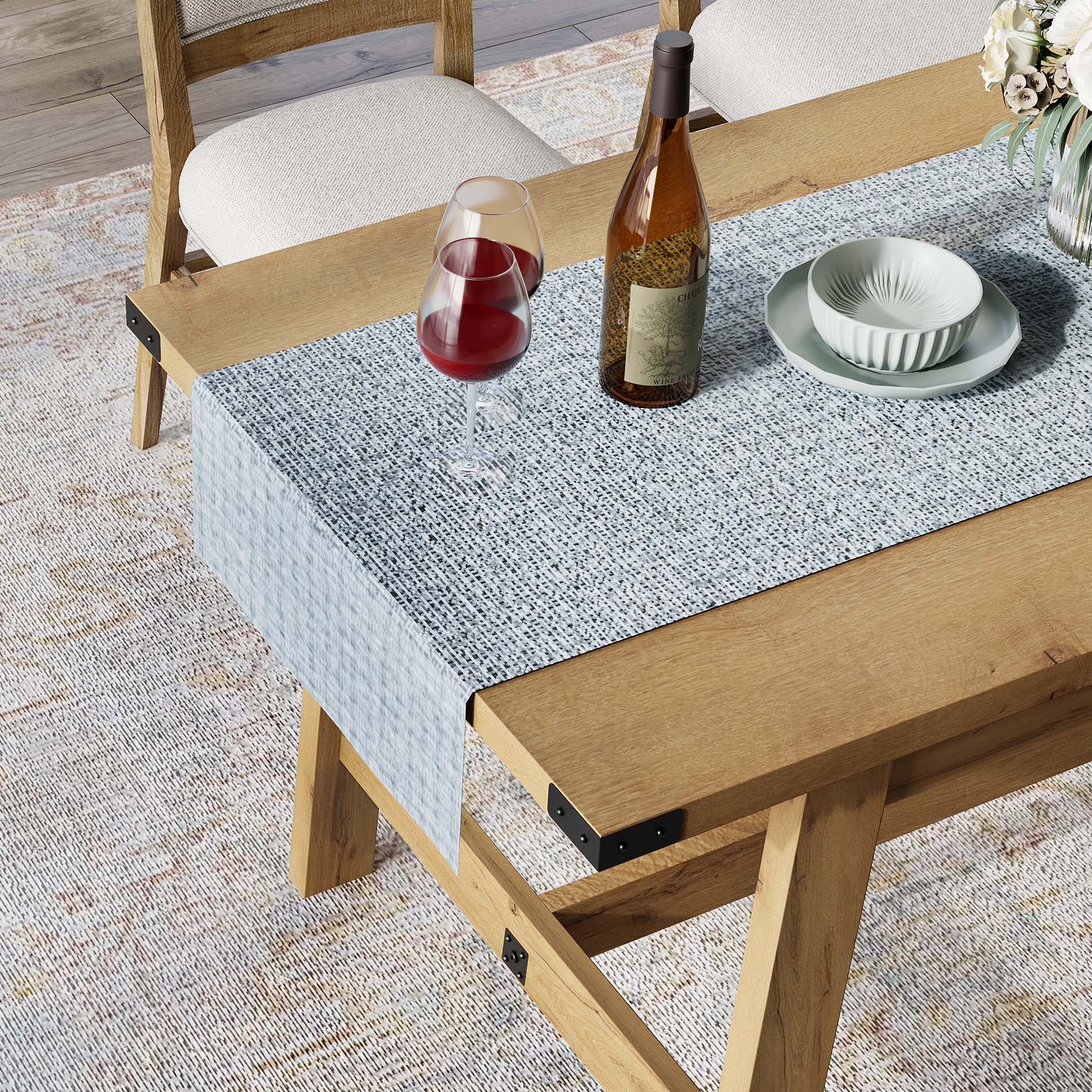 WAMPAT 4-6 Person Farmhouse Dining Table with Heavy Duty Wooden Legs, 67.7 Inch Rectangular Modern Wood Kitchen Table for Dining room & Living room, Oak Brown