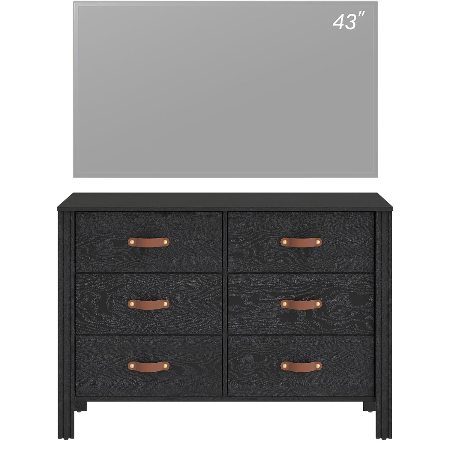 WAMPAT Dresser TV Stand, Wood Entertainment Center with 6 Fabric Drawers, Chest of Drawers for Living Room, Bedroom, Hallway