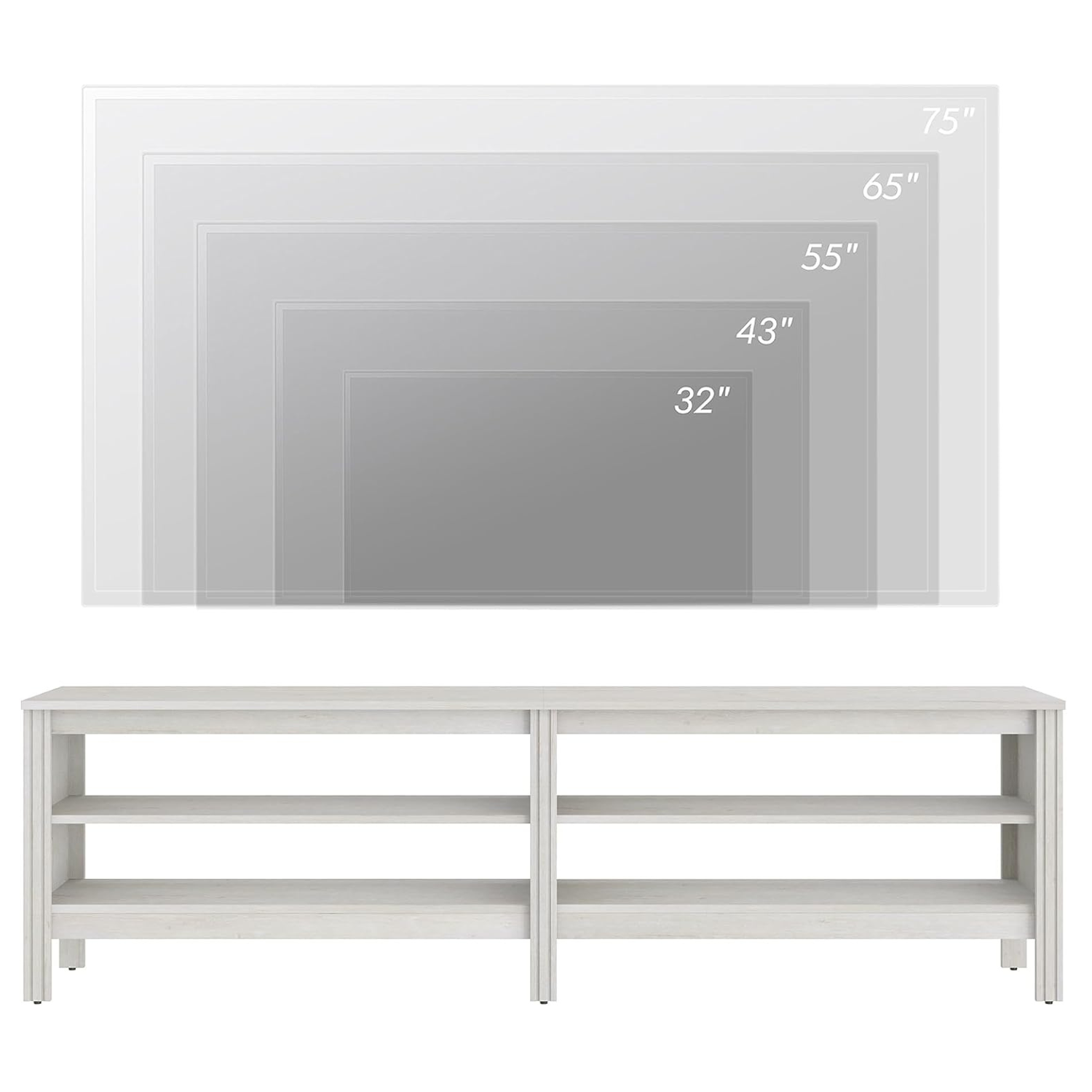 WAMPAT Farmhouse TV Stand for 75 Inch TV, Wood Entertainment Center for 70 65 55 inch TV Console Table for Living Room, White