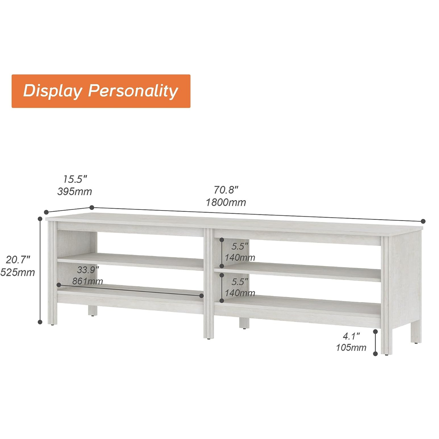 WAMPAT Farmhouse TV Stand for 75 Inch TV, Wood Entertainment Center for 70 65 55 inch TV Console Table for Living Room, White
