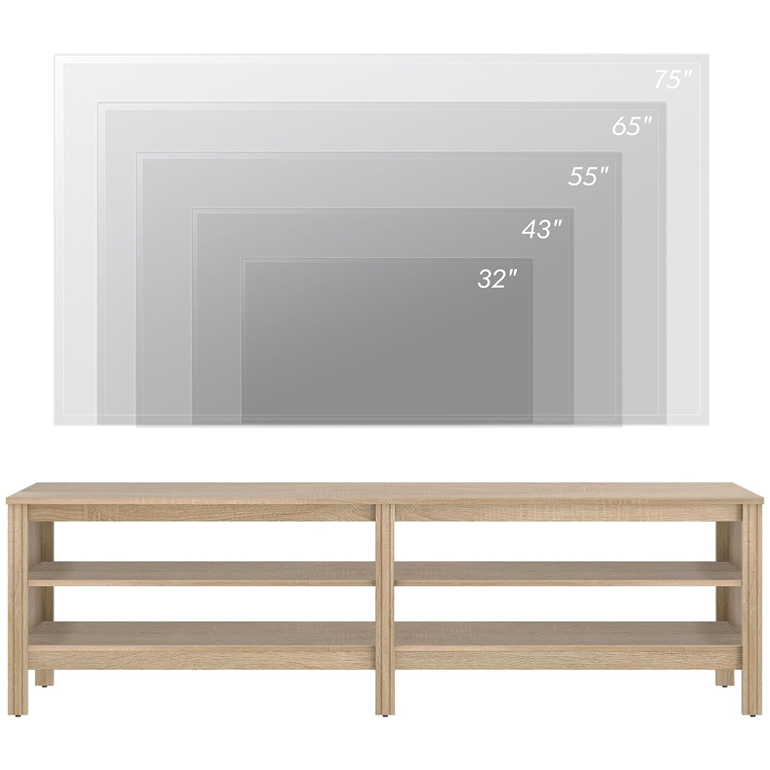 WAMPAT Farmhouse TV Stand for 75 Inch TV, Wood Entertainment Center for 70 65 55 inch TV Console Table for Living Room, Oak