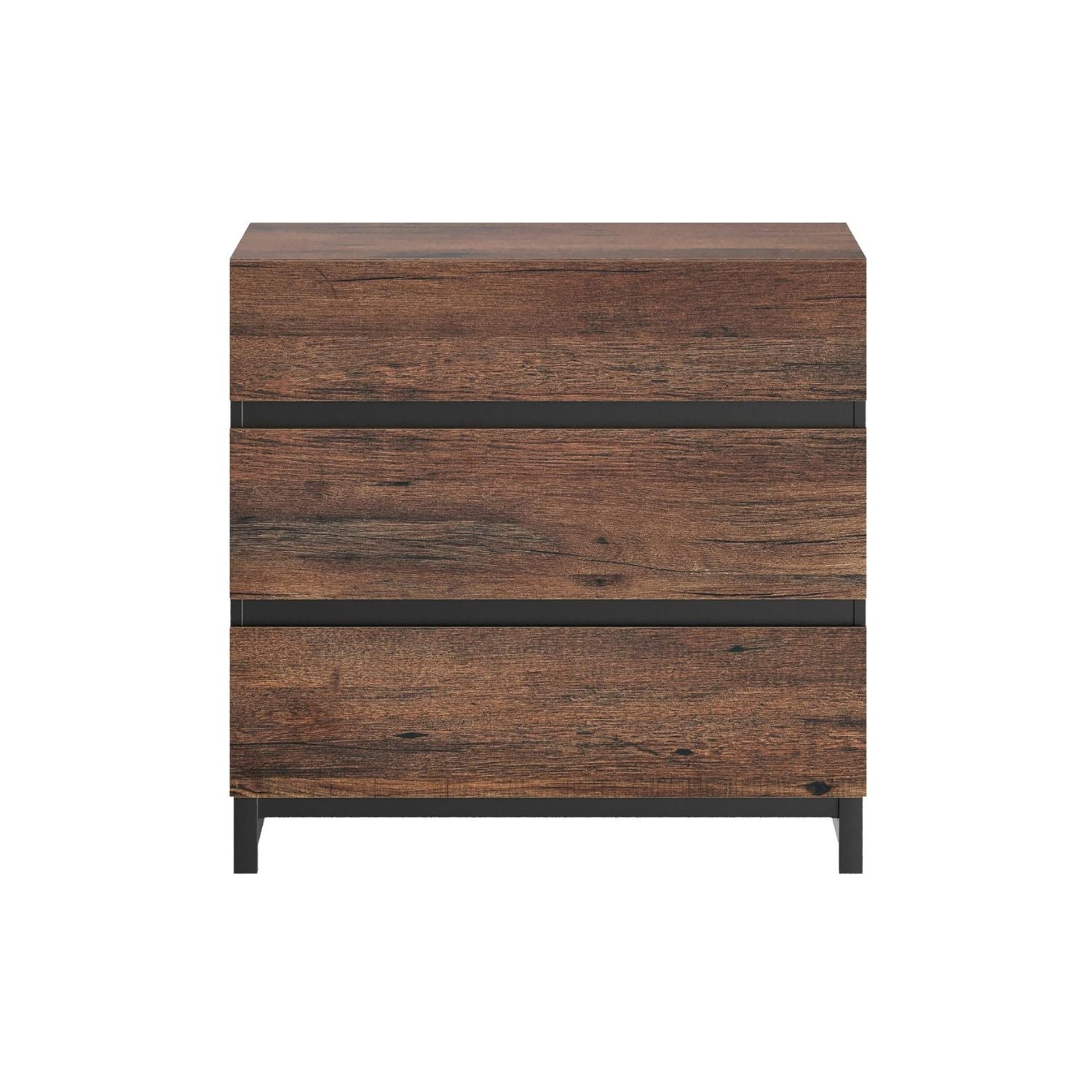 WAMPAT Modern TV Stand for TVs up to 42 inch, Entertainment Center TV Console with 3 Drawers & Metal Base, Media Console for Living Room, Bedroom, Brown