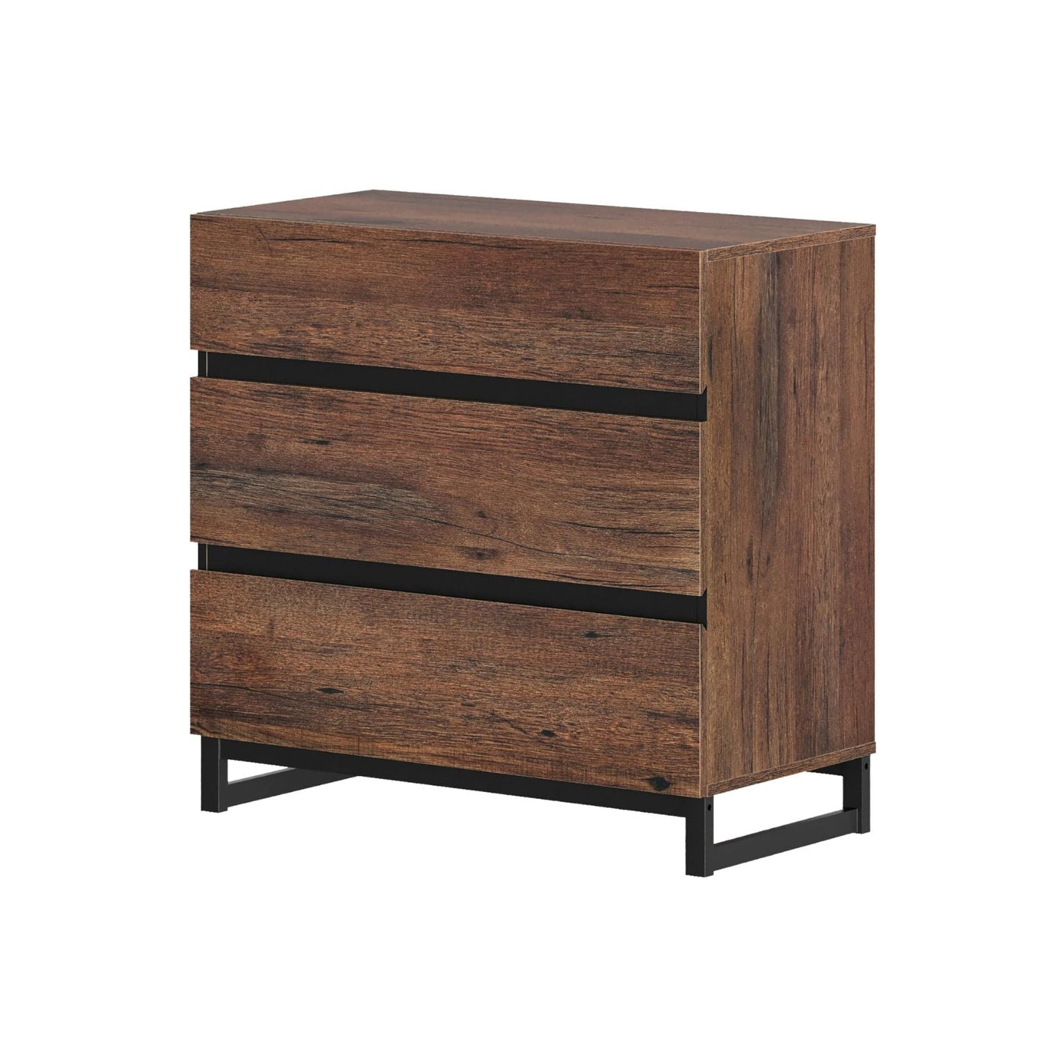 WAMPAT Modern TV Stand for TVs up to 42 inch, Entertainment Center TV Console with 3 Drawers & Metal Base, Media Console for Living Room, Bedroom, Brown