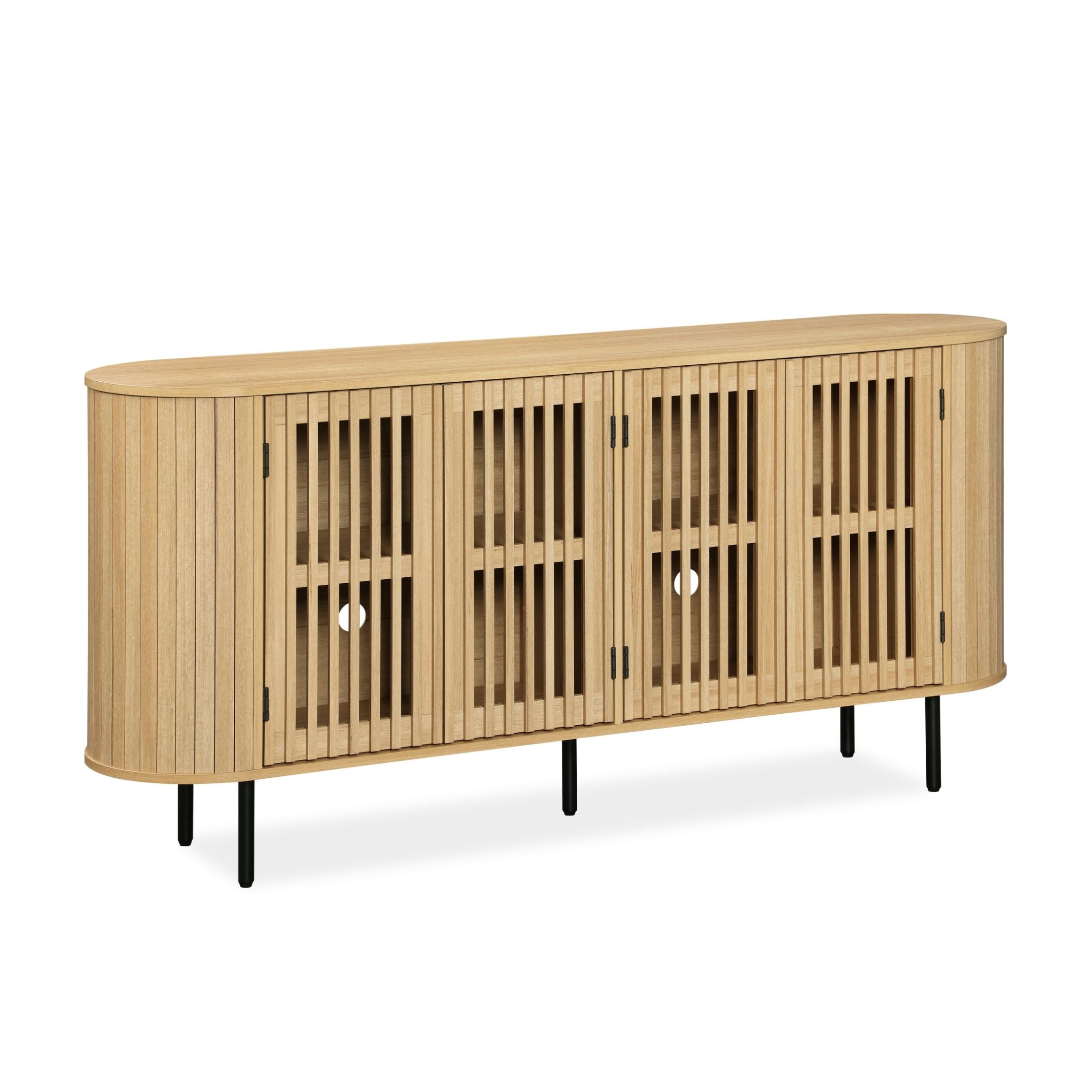 WAMPAT 64" Kitchen Buffet Sideboard Cabinet, Coffee Bar Storage Cabinet with Pop-up Doors, Oak