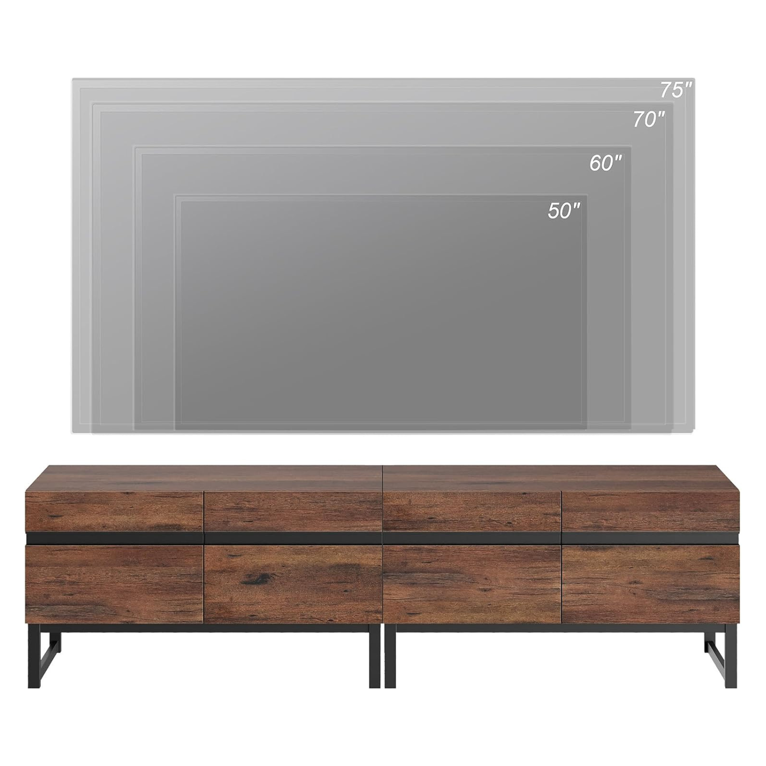 WAMPAT Modern TV Stand for TVs up to 110 inch, 3 in 1 Entertainment Center TV Console with Storage Space, Media Console for Living Room, Brown