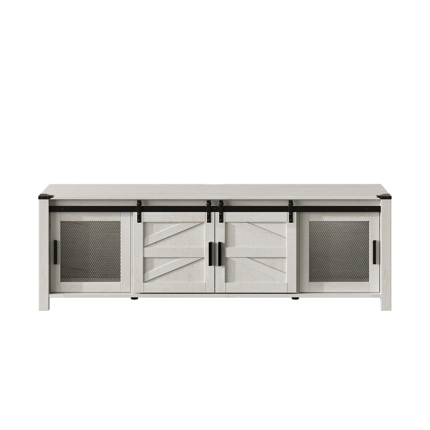 WAMPAT 70" Farmhouse TV Stand for up to 75 inch TV, Antique White