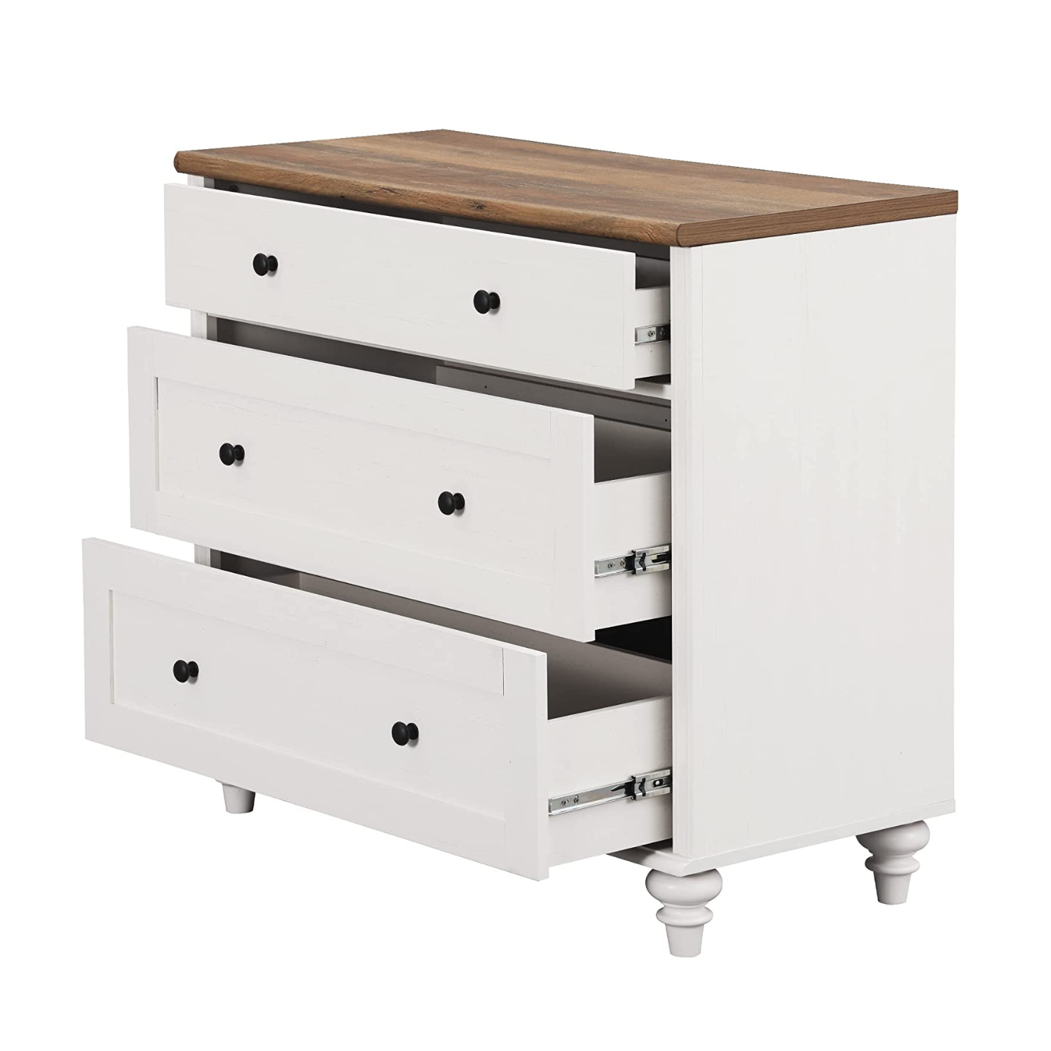 WAMPAT 34" Dresser for Bedroom with 3 Drawers, White Kids Dressers with Wide Chest of Drawers, Mid Century Modern Wooden Closet Storage Organizer, Small Dressers for Living Room, Nursery, Hallway