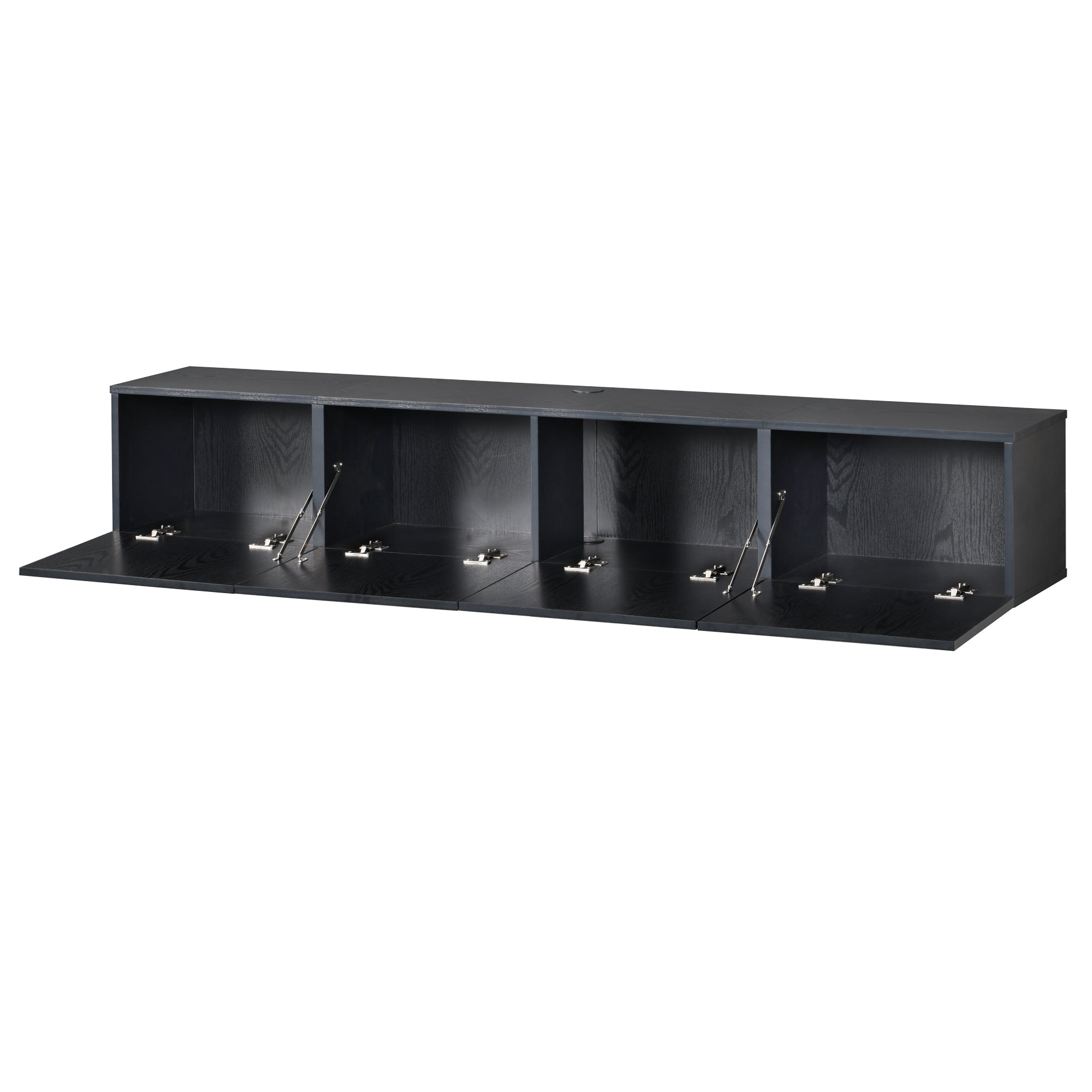 WAMPAT Floating TV Stand for TVs up to 80 inch, Modern Floating Entertainment Center with 3 Fluted Flip-Down Doors, Wall Mounted TV Shelf for Living Room, Bedroom, Black