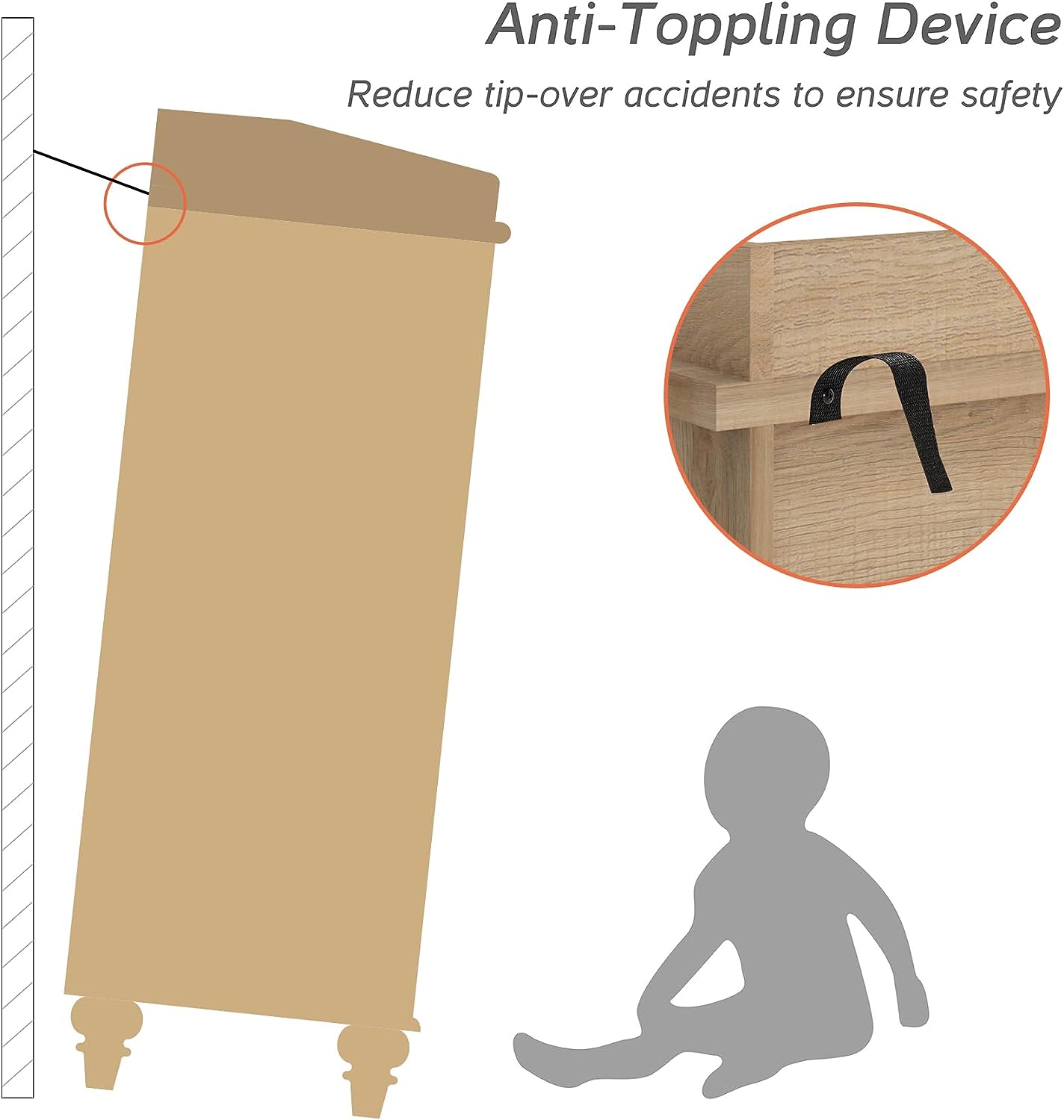 WAMPAT 47" Baby Dresser for Nursery with 6 Drawers, Changing Table for Baby