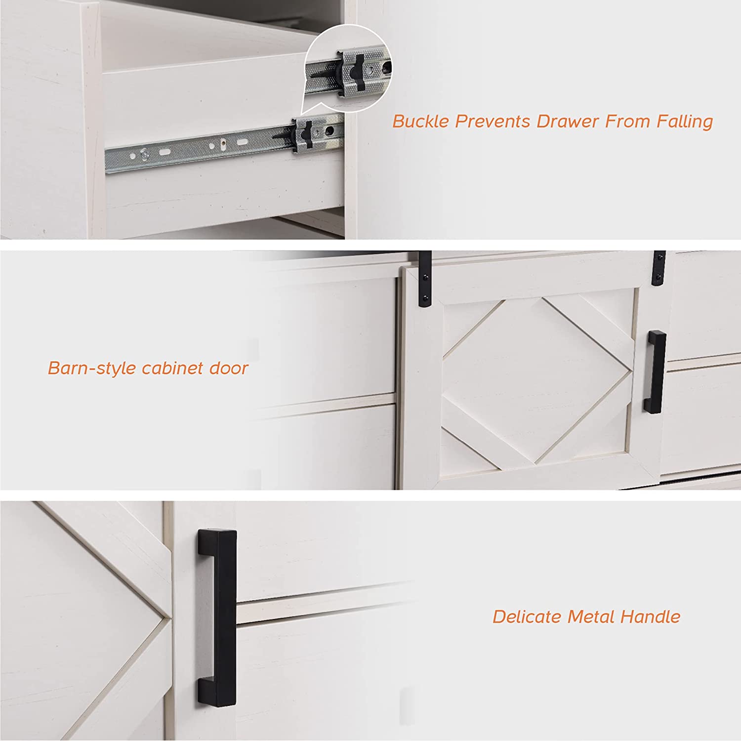 WAMPAT 59" Modern Farmhouse TV Stand for up to 65" TVs Wood Entertainment Center with Drawers & Adjustable Shelf for Living Room, Cream White