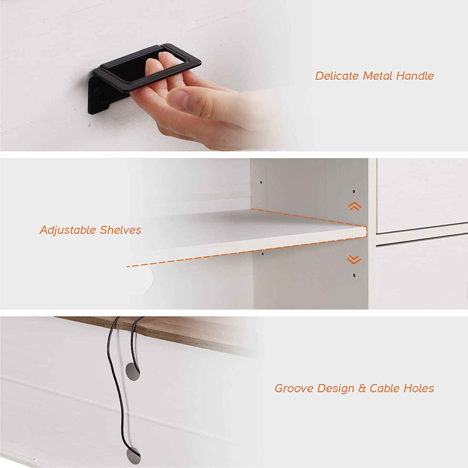 WAMPAT 59" Modern Farmhouse TV Stand for up to 65" TVs Wood Entertainment Center with Drawers & Adjustable Shelf for Living Room, Cream White