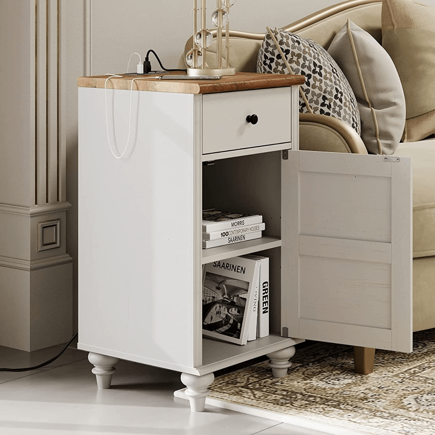 WAMPAT 100" Wood TV Cabinet Entertainment Center for 75/80/85/90 Inch TV, Kids Dresser for Bedroom, Off White
