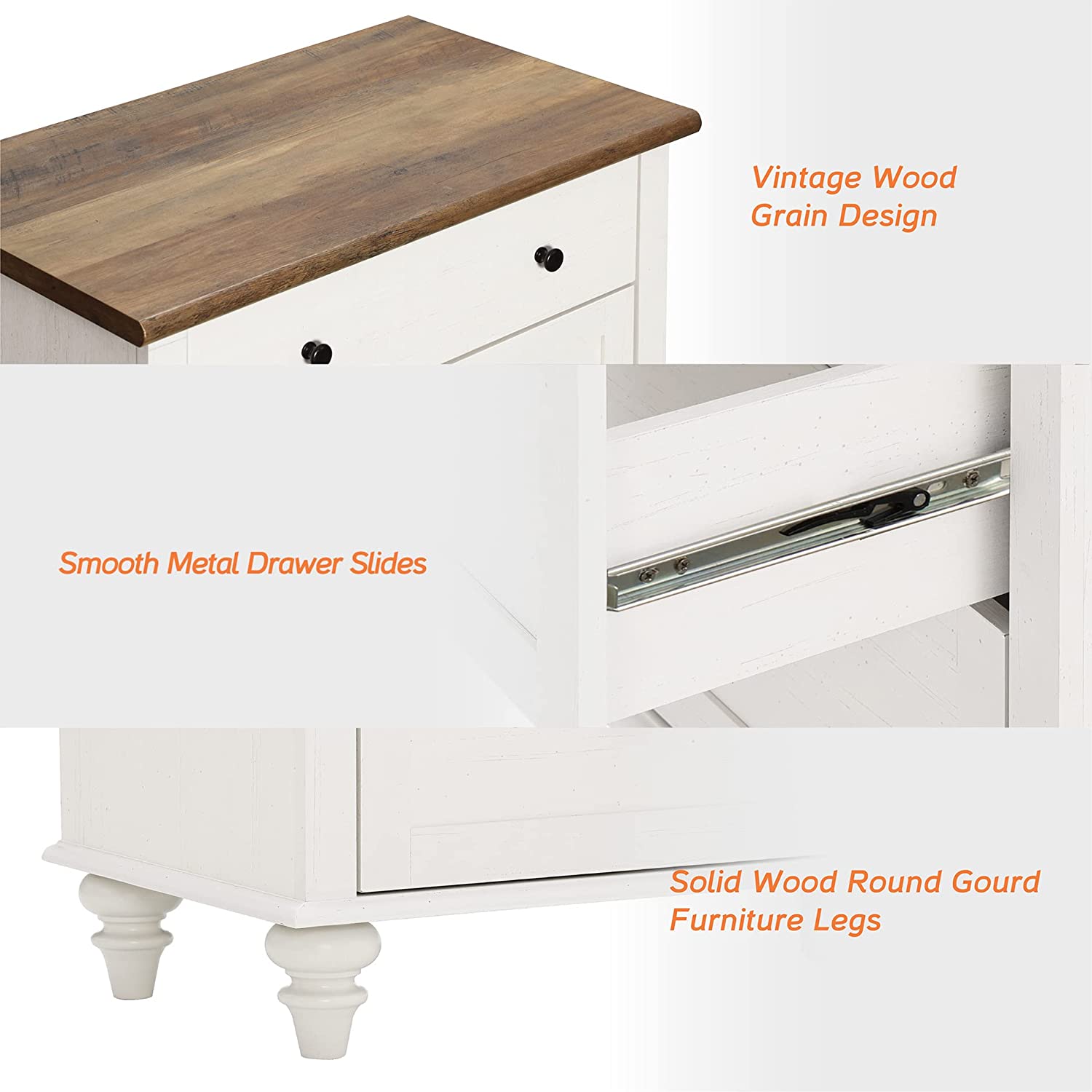 WAMPAT 34" Dresser for Bedroom with 3 Drawers, White Kids Dressers with Wide Chest of Drawers, Mid Century Modern Wooden Closet Storage Organizer, Small Dressers for Living Room, Nursery, Hallway