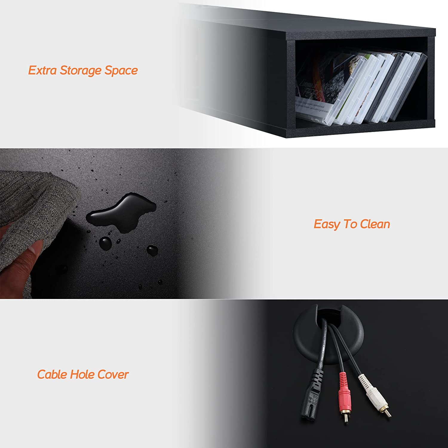 WAMPAT 70" Floating TV Shelf with 16-Color LED Light, Floating TV Stand Wall Mounted with Storage Space for 75 inch TV, Black