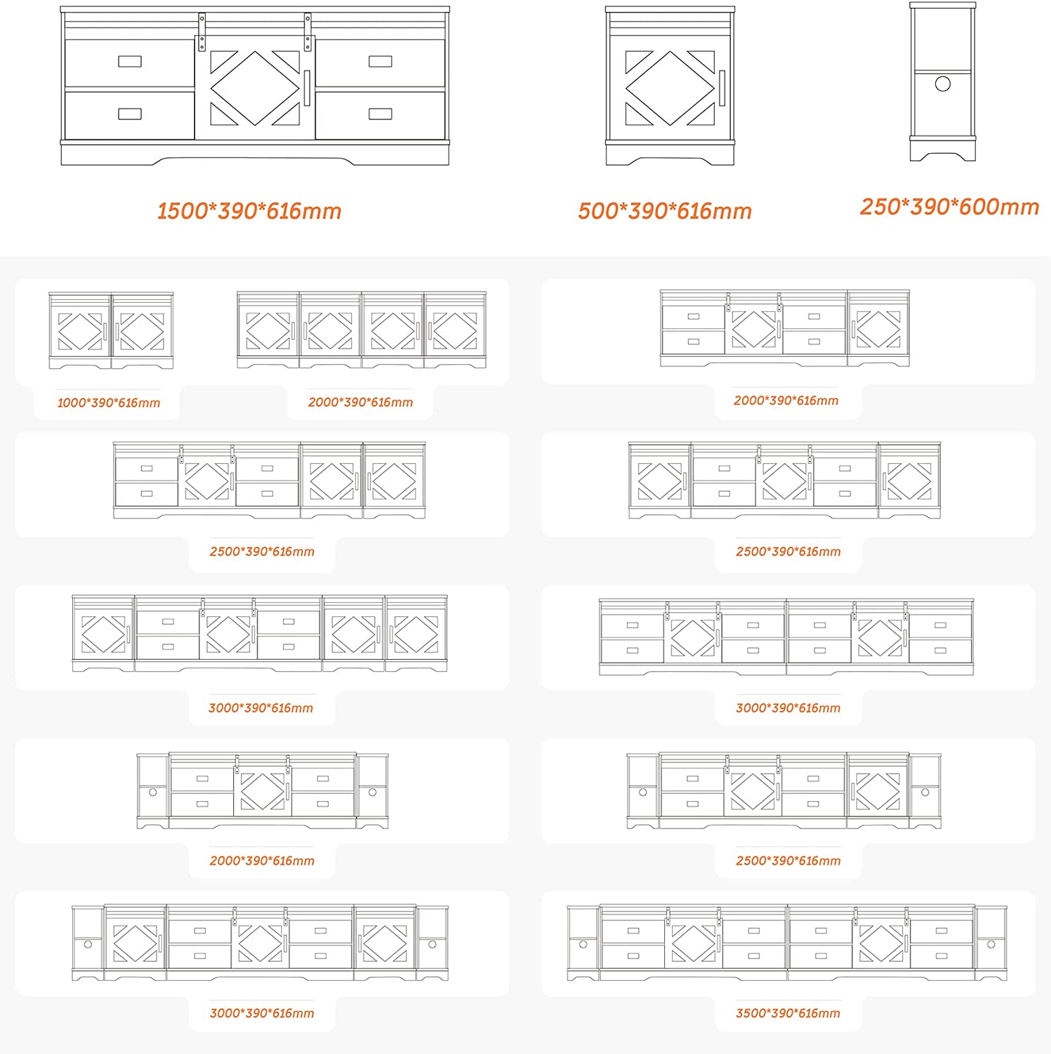 WAMPAT 59" Modern Farmhouse TV Stand for up to 65" TVs Wood Entertainment Center with Drawers & Adjustable Shelf for Living Room, Cream White