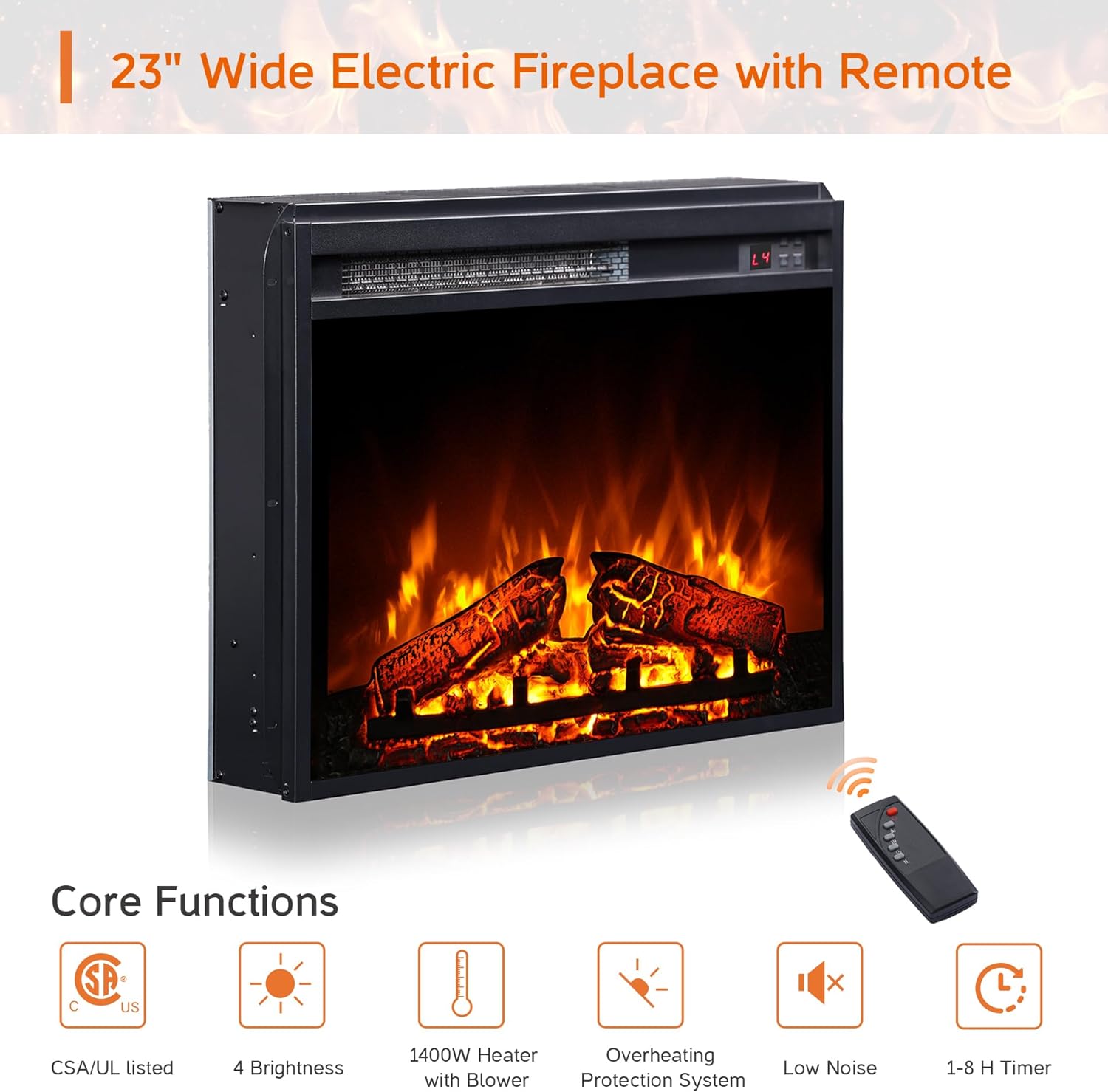 WAMPAT Fireplace TV Stand for 65+ Inch TV, Farmhouse Highboy Entertainment Center with 23" Electric Fireplace