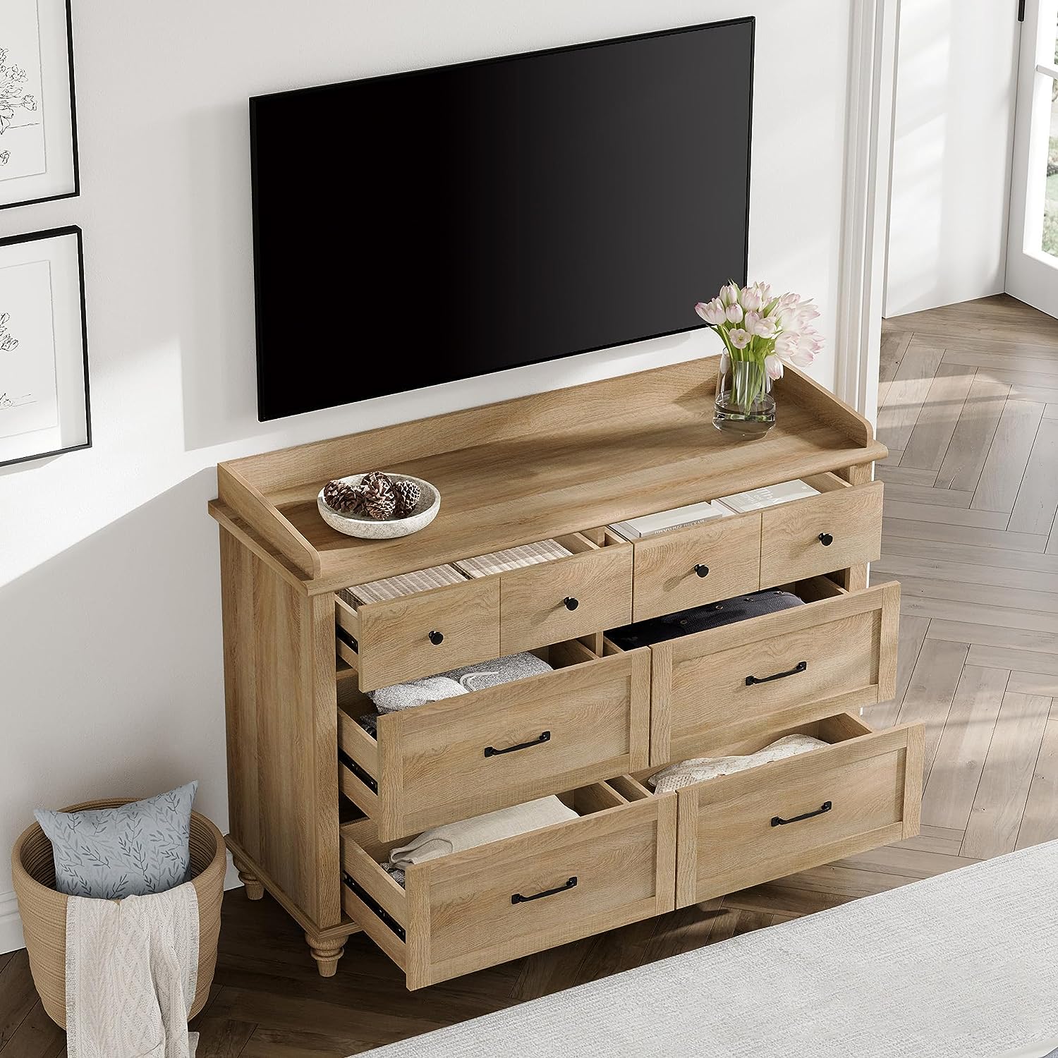 WAMPAT 47" Baby Dresser for Nursery with 6 Drawers, Changing Table for Baby