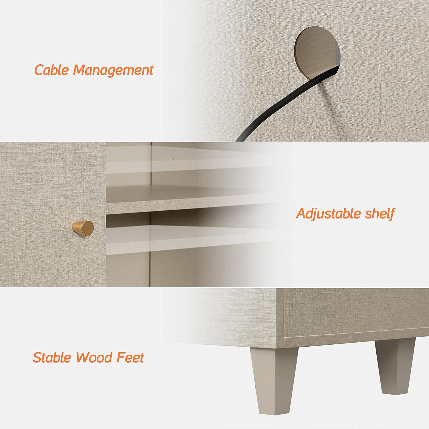 WAMPAT 70" Mid-Century Modern TV Stand, Entertainment Center with Door Storage & Open Shelf for up to 75 Inch TV, Whitewash