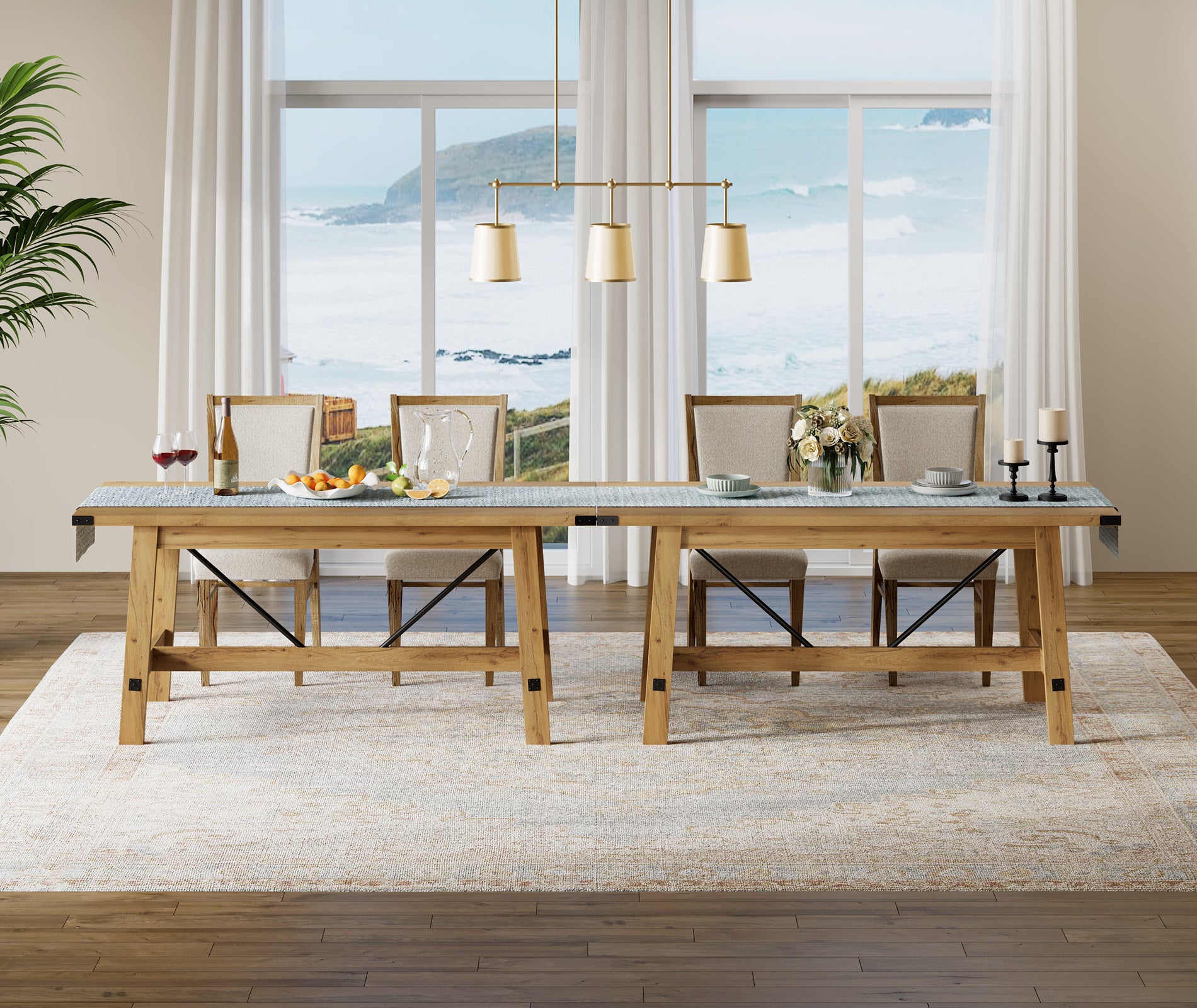 WAMPAT 4-6 Person Farmhouse Dining Table with Heavy Duty Wooden Legs, 67.7 Inch Rectangular Modern Wood Kitchen Table for Dining room & Living room, Oak Brown