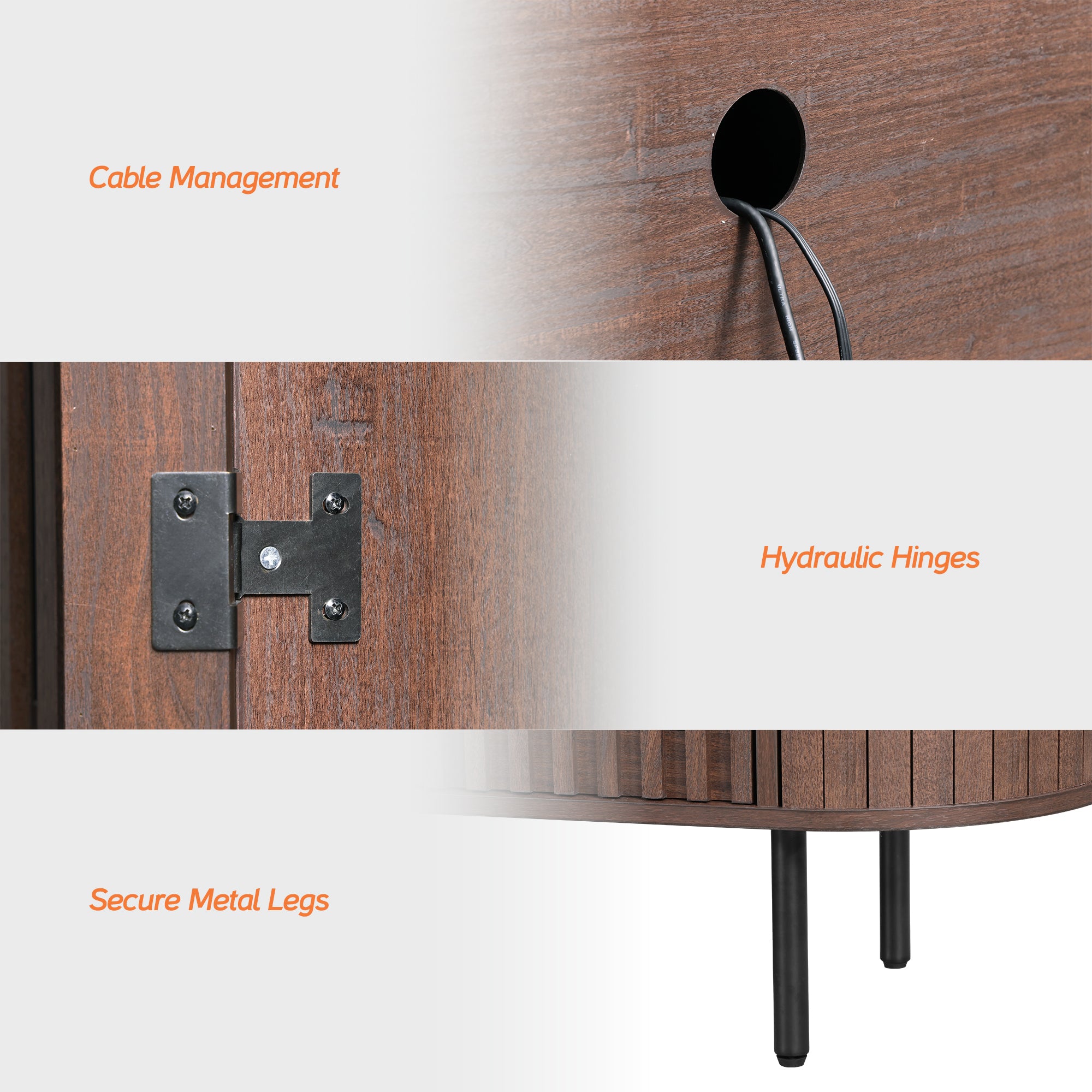 WAMPAT 64" Kitchen Buffet Sideboard Cabinet, Coffee Bar Storage Cabinet with Pop-up Doors, Walnut