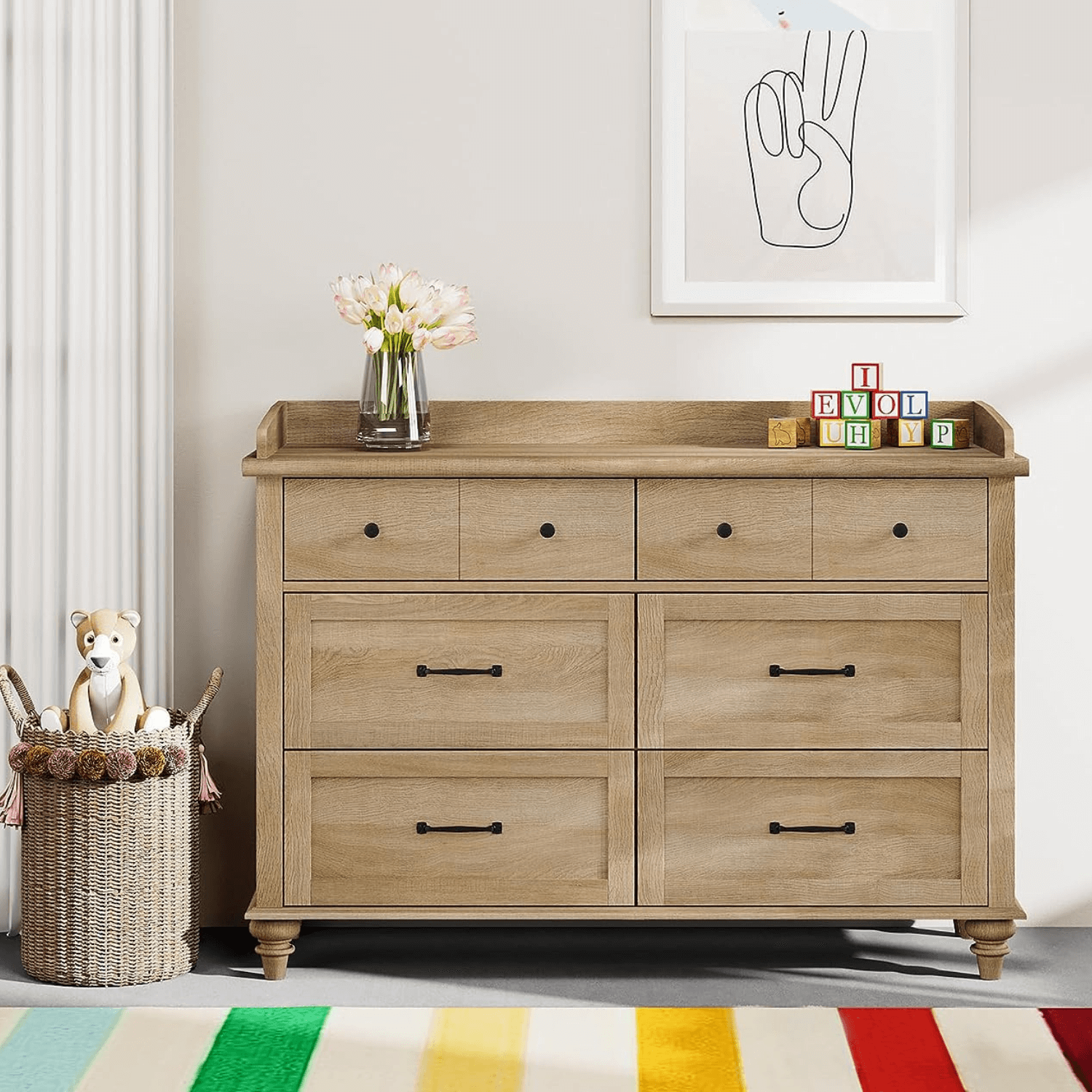 WAMPAT 47 Baby Dresser for Nursery with 6 Drawers Changing Table for Baby