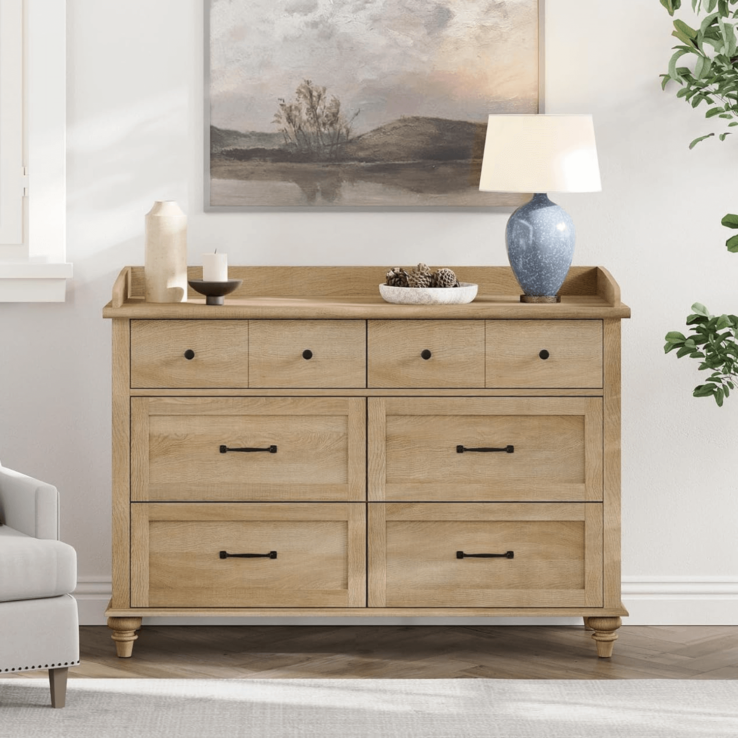 WAMPAT 47" Baby Dresser for Nursery with 6 Drawers, Changing Table for Baby, White