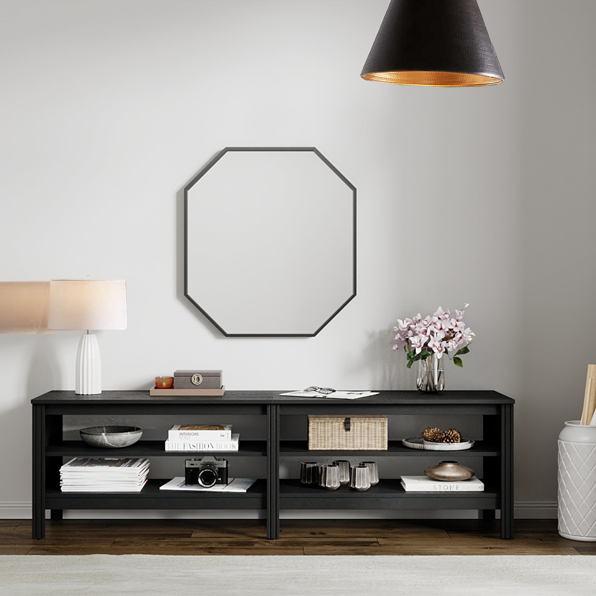 WAMPAT 67.7" Modern Wood Dining Room Table, Rustic Grey