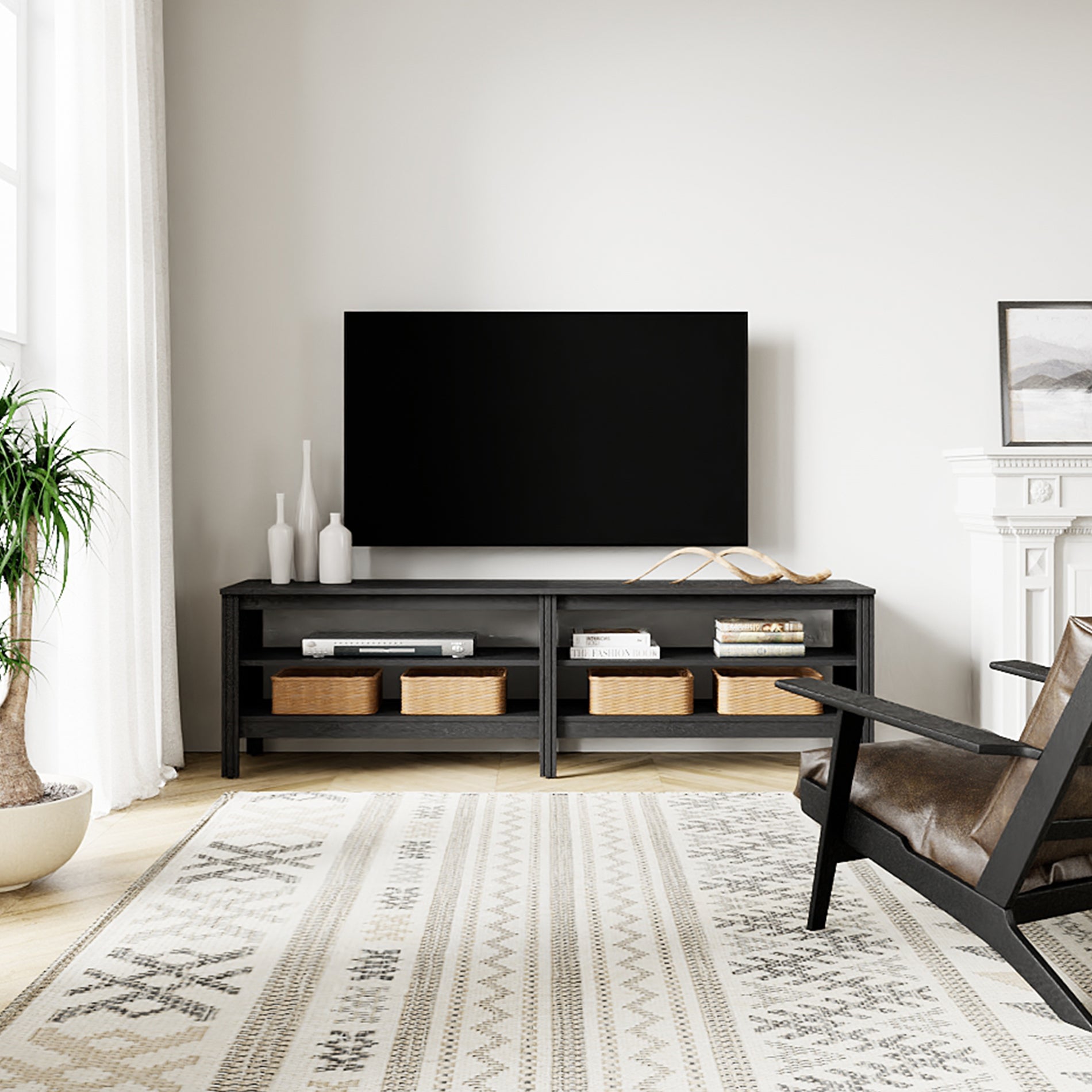 WAMPAT 67.7" Modern Wood Dining Room Table, Rustic Grey