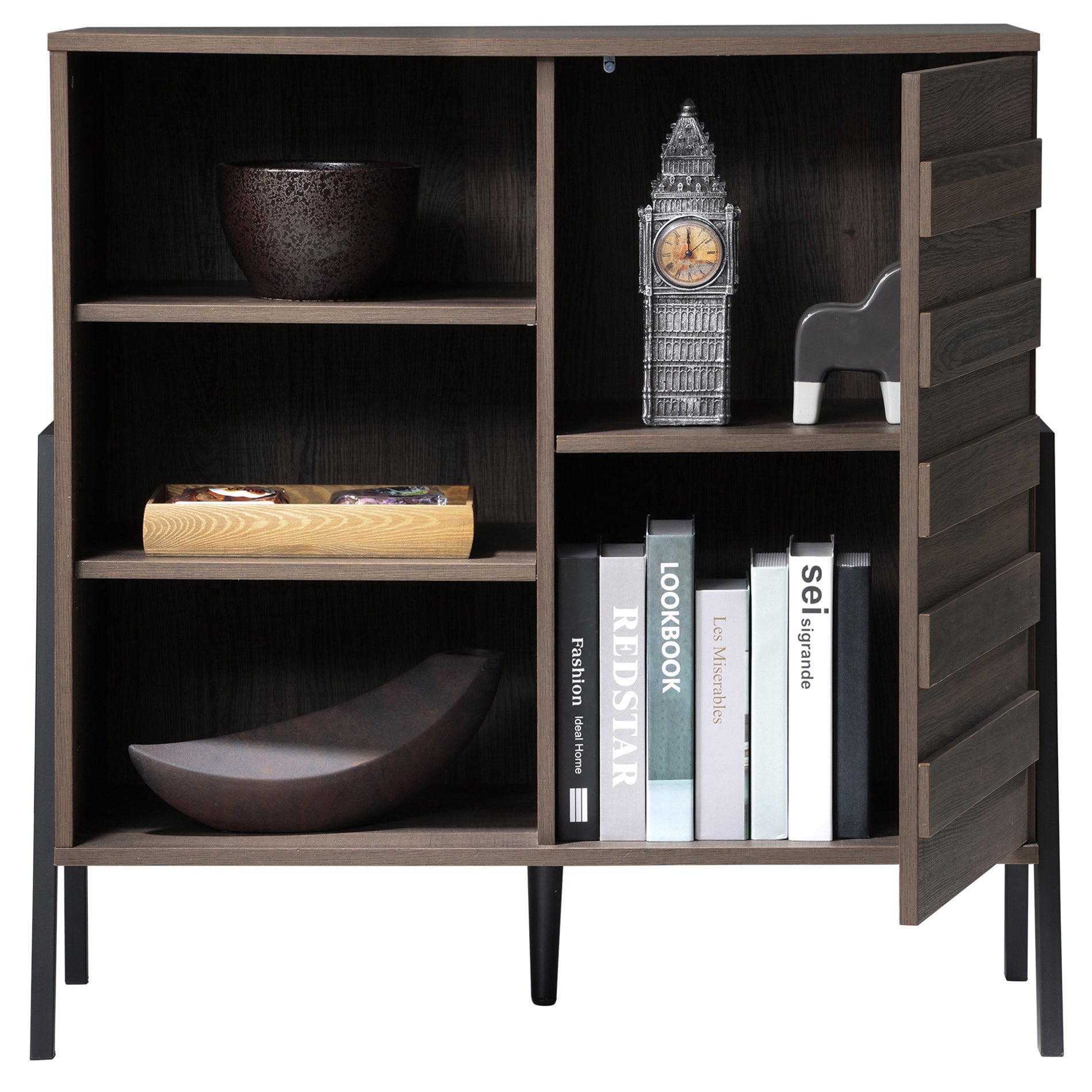 WAMPAT 35" Buffet Cabinet with Storage, Modern Kitchen Storage Cabinet Industrial Farmhouse Coffee Bar Table, Brown