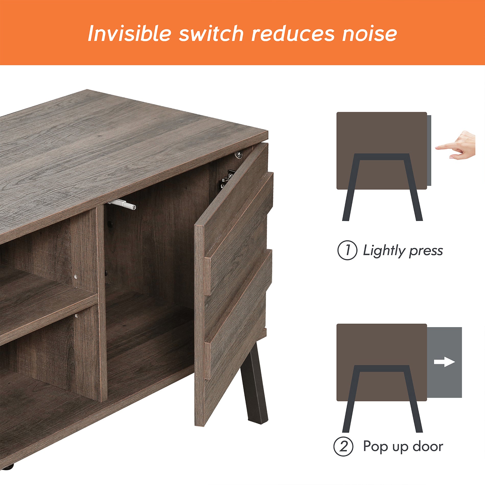 WAMPAT 60" Mid-Century Wooden TV Stand for 32-65 Inch TV, Solid Wood TV Console Cabinet for Living Room, Brown