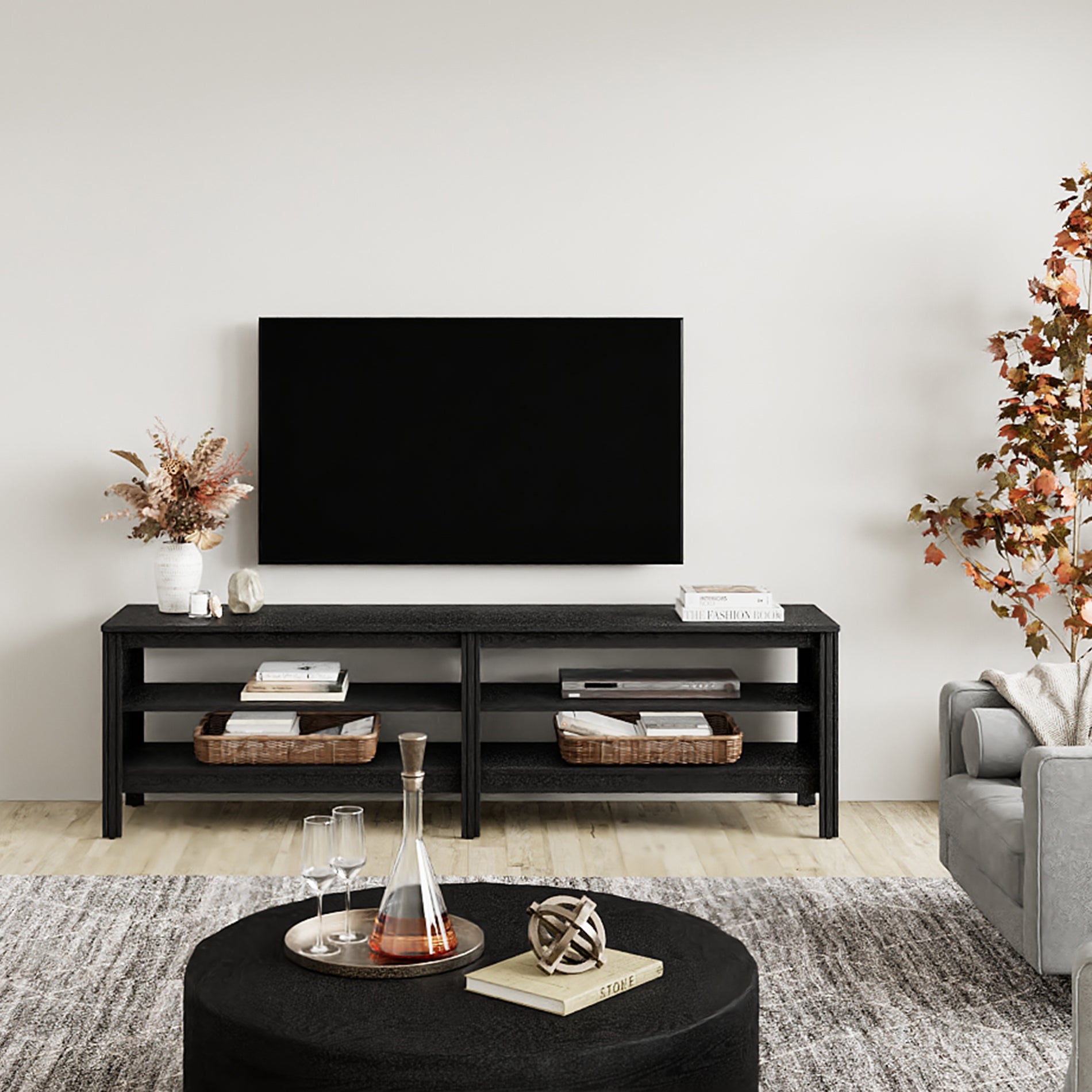 WAMPAT 67.7" Modern Wood Dining Room Table, Rustic Grey