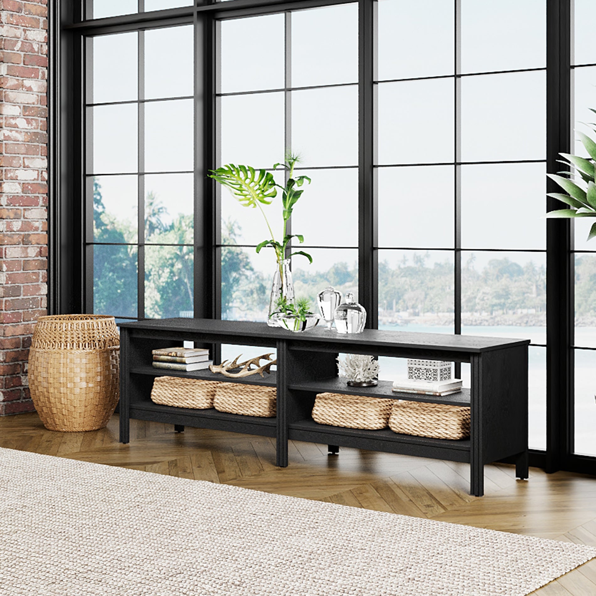 WAMPAT 67.7" Modern Wood Dining Room Table, Rustic Grey