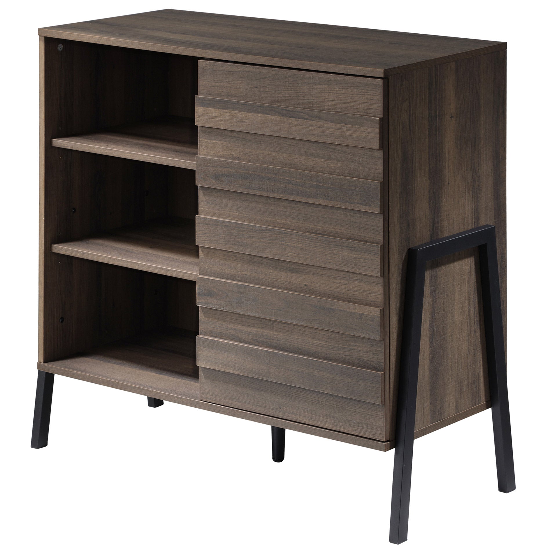 WAMPAT 35" Buffet Cabinet with Storage, Modern Kitchen Storage Cabinet Industrial Farmhouse Coffee Bar Table, Brown