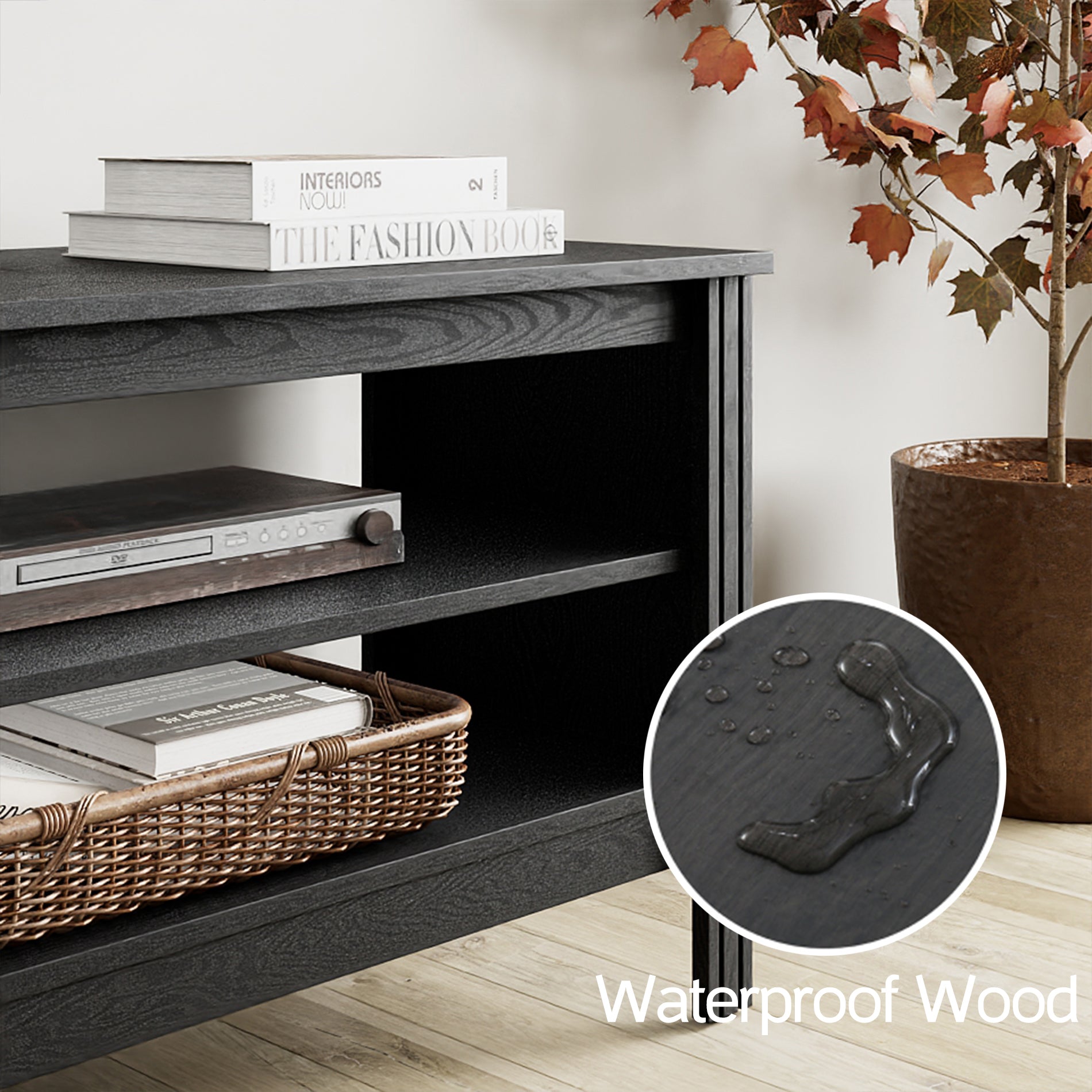 WAMPAT 67.7" Modern Wood Dining Room Table, Rustic Grey