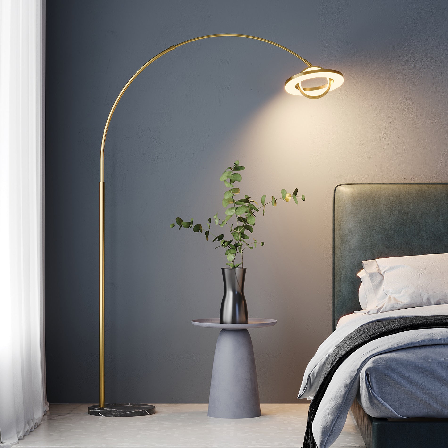 WAMPAT Arc Floor Lamp, 30W/3000LM LED Modern Night Bright Lamps,Tall Standing Light for Bedroom,Living Room