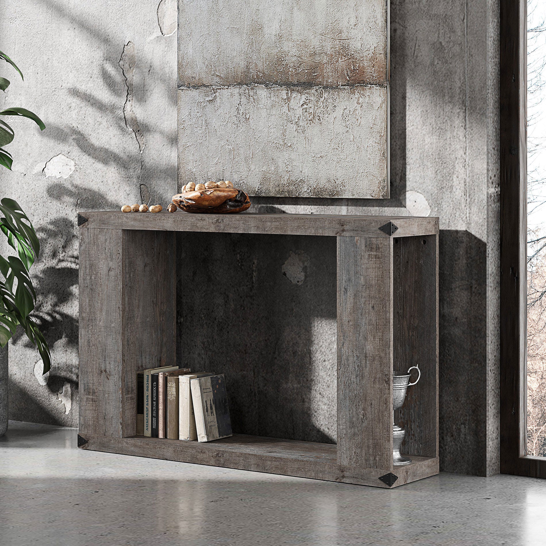 WAMPAT 46" Farmhouse Console Table Narrow Wood Extra Long Accent Entry Table for Hallway, Vintage Grey