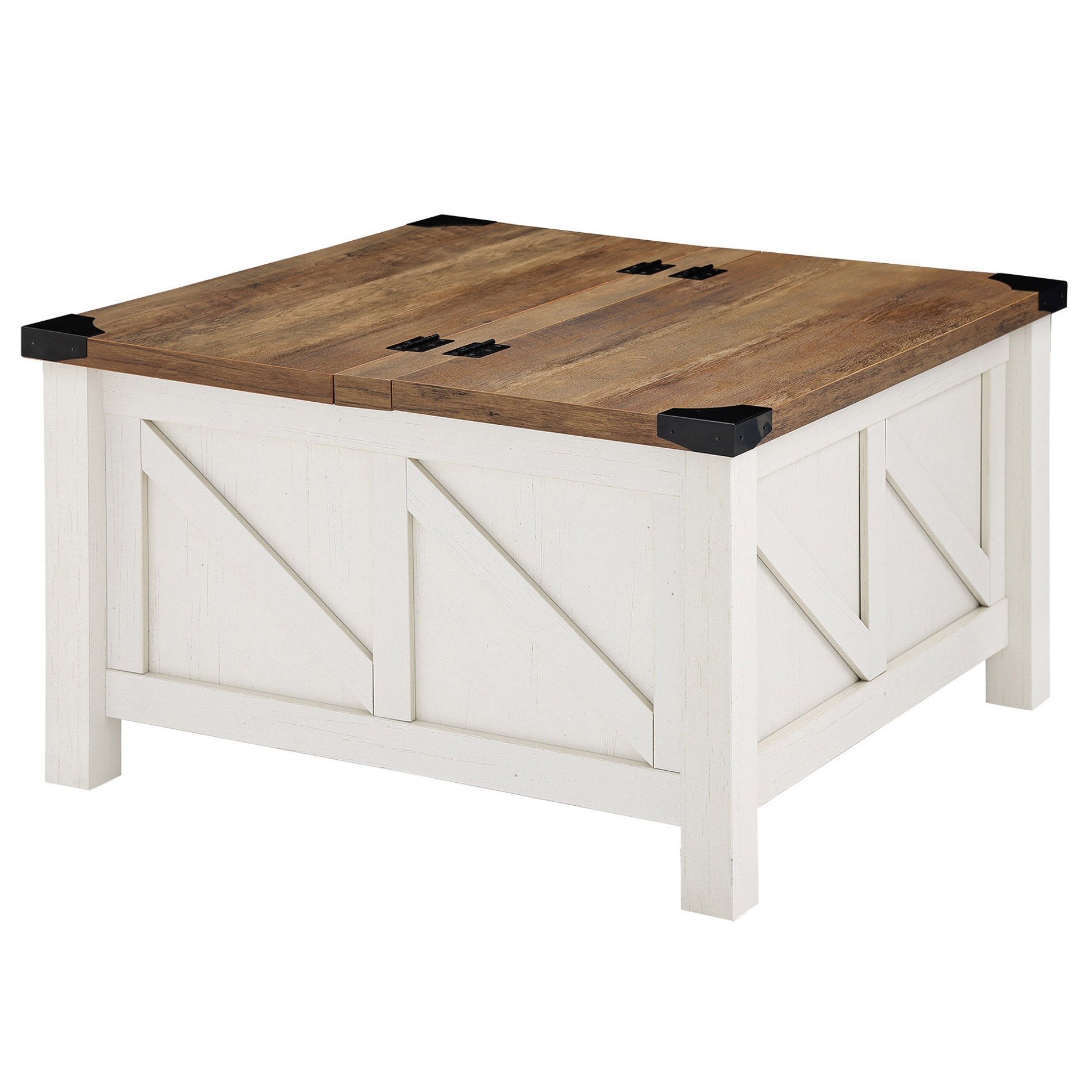 WAMPAT 30" Modern Farmhouse Square Coffee Table with Gas Struts Lift-Top for Extra Large Hidden Storage, White