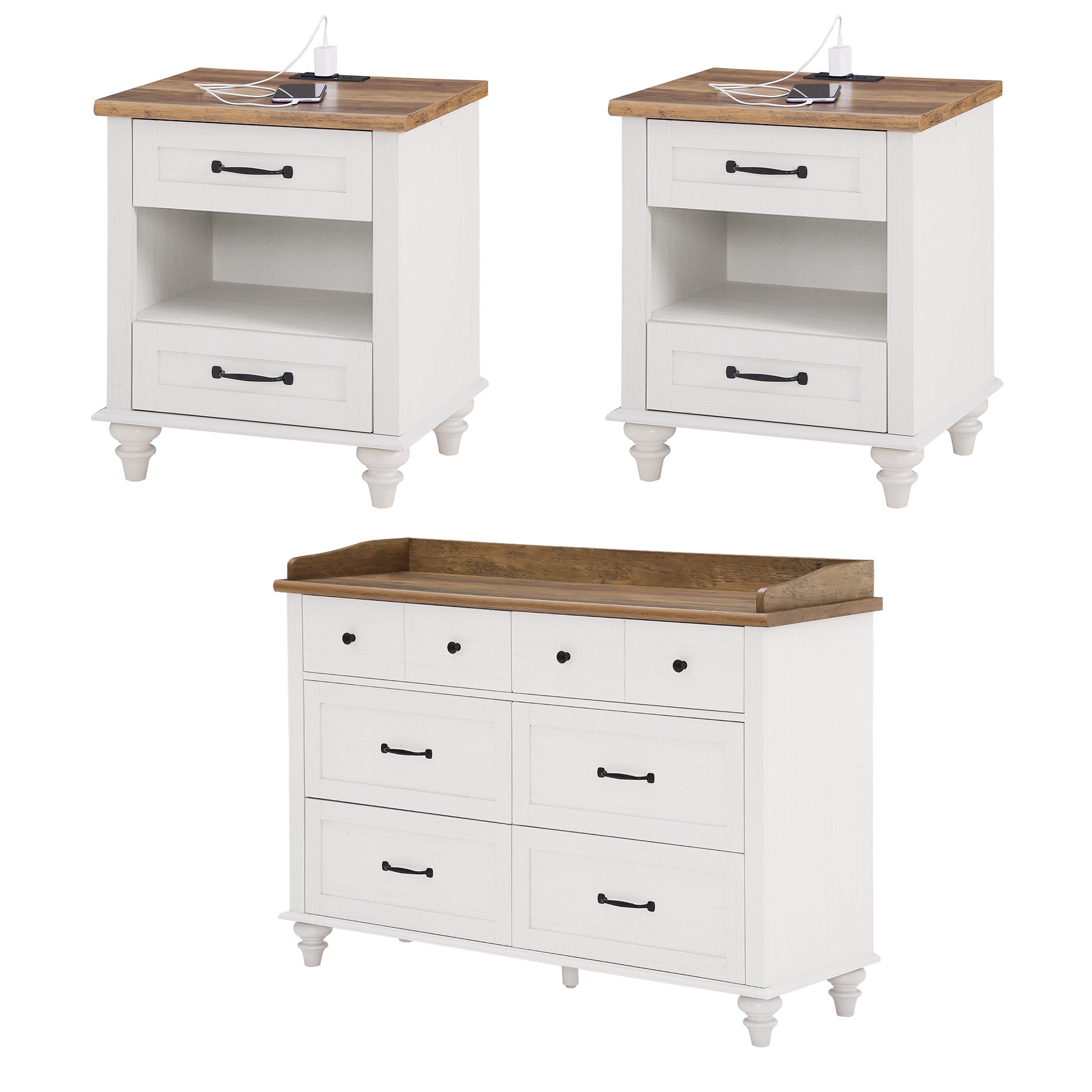 WAMPAT 47" Baby Dresser for Nursery with 6 Drawers, Changing Table for Baby, White