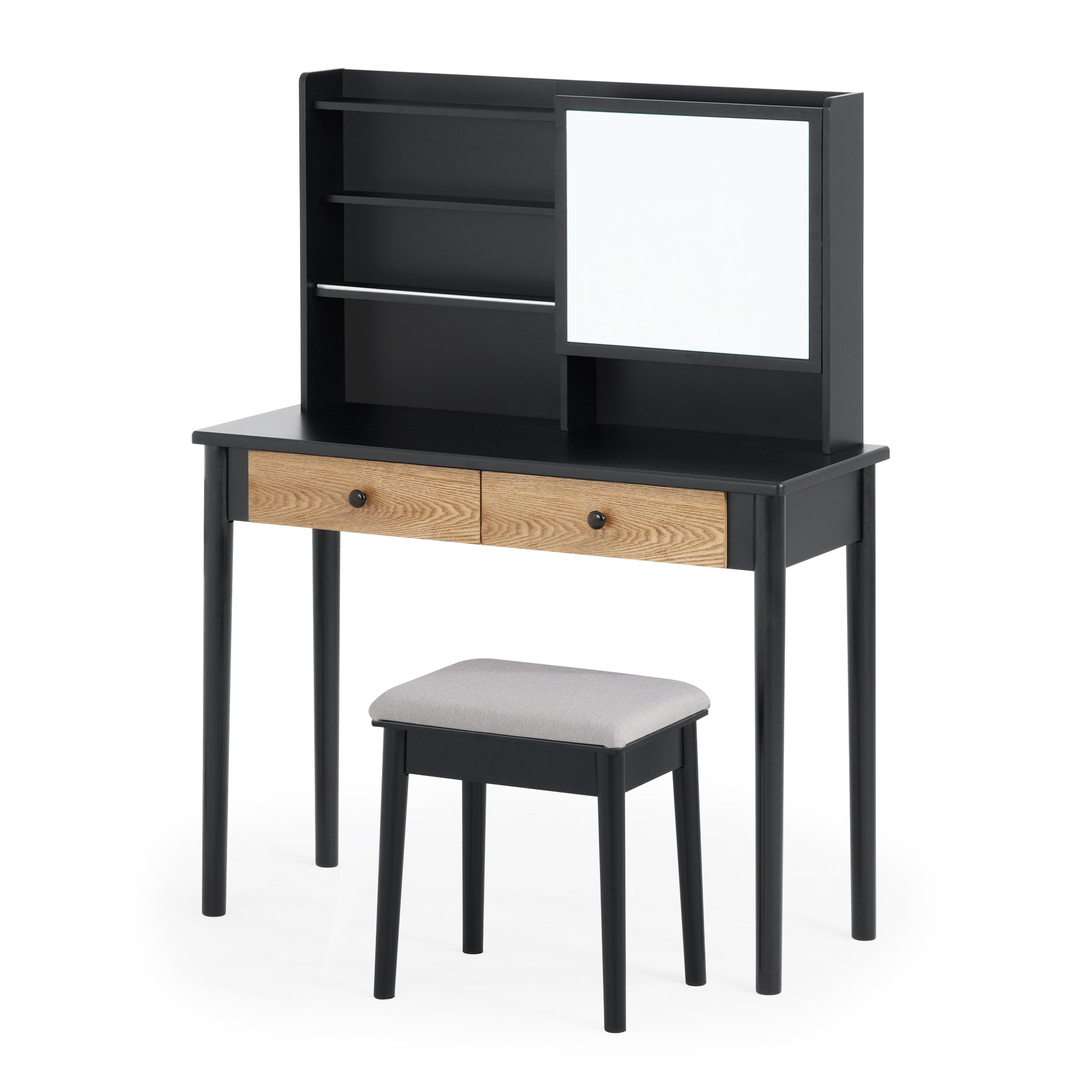 WAMPAT 40" Makeup Vanity Set with Sliding Mirror & Padded Stool for Women Teenage Girls, Black