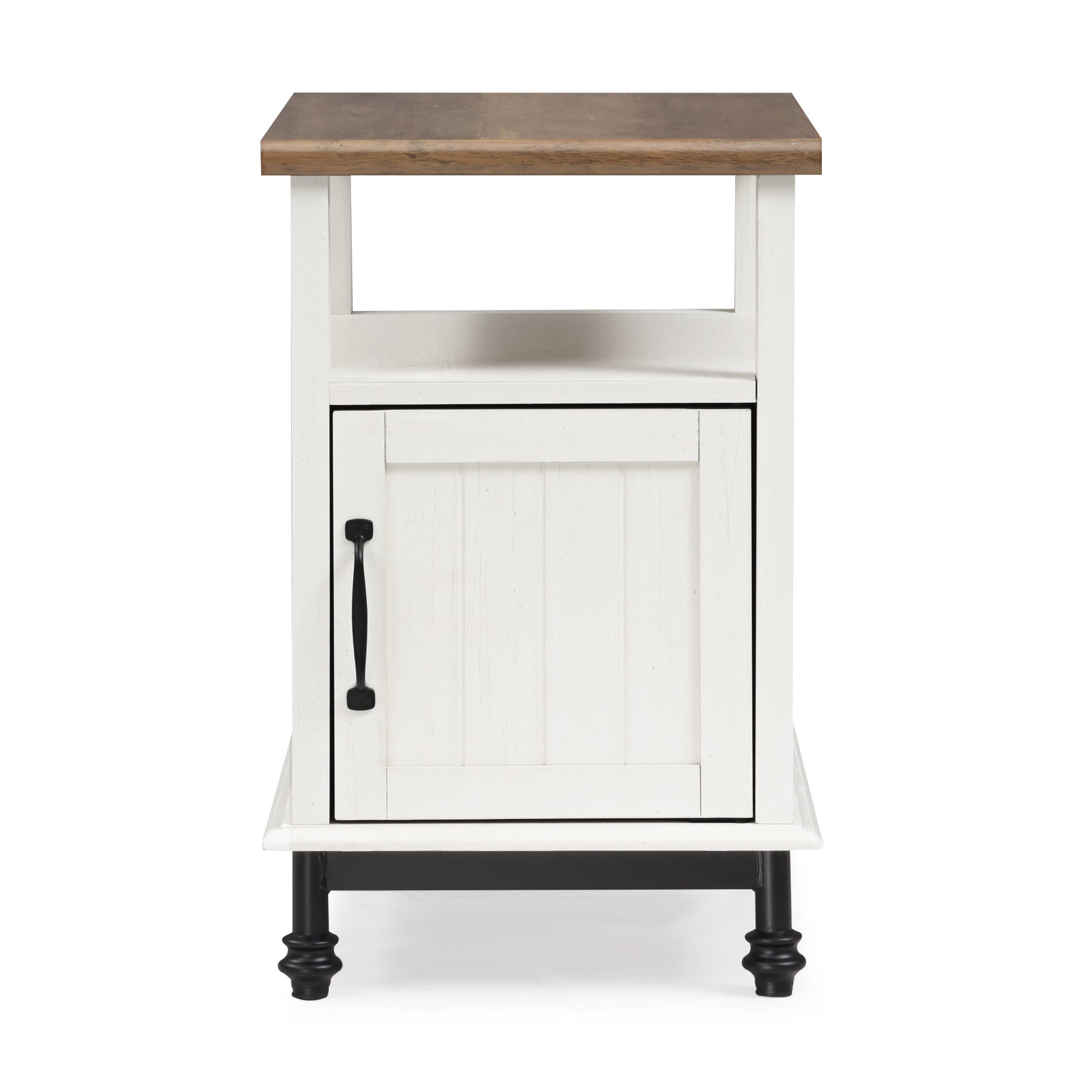 WAMPAT 24" Farmhouse Nightstand, Premium Wood Accent End Side Table, White