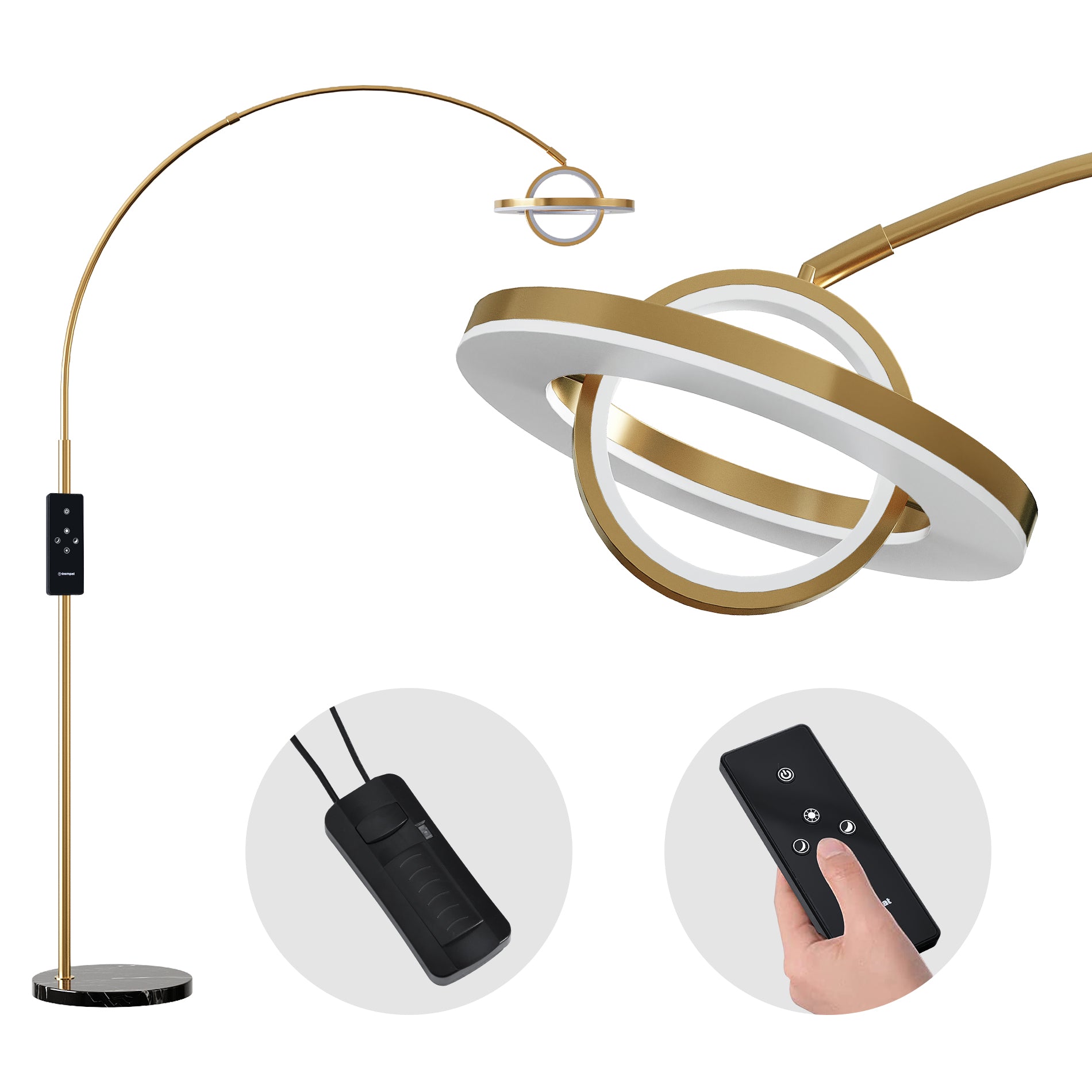 WAMPAT Arc Floor Lamp, 30W/3000LM LED Modern Night Bright Lamps,Tall Standing Light for Bedroom,Living Room
