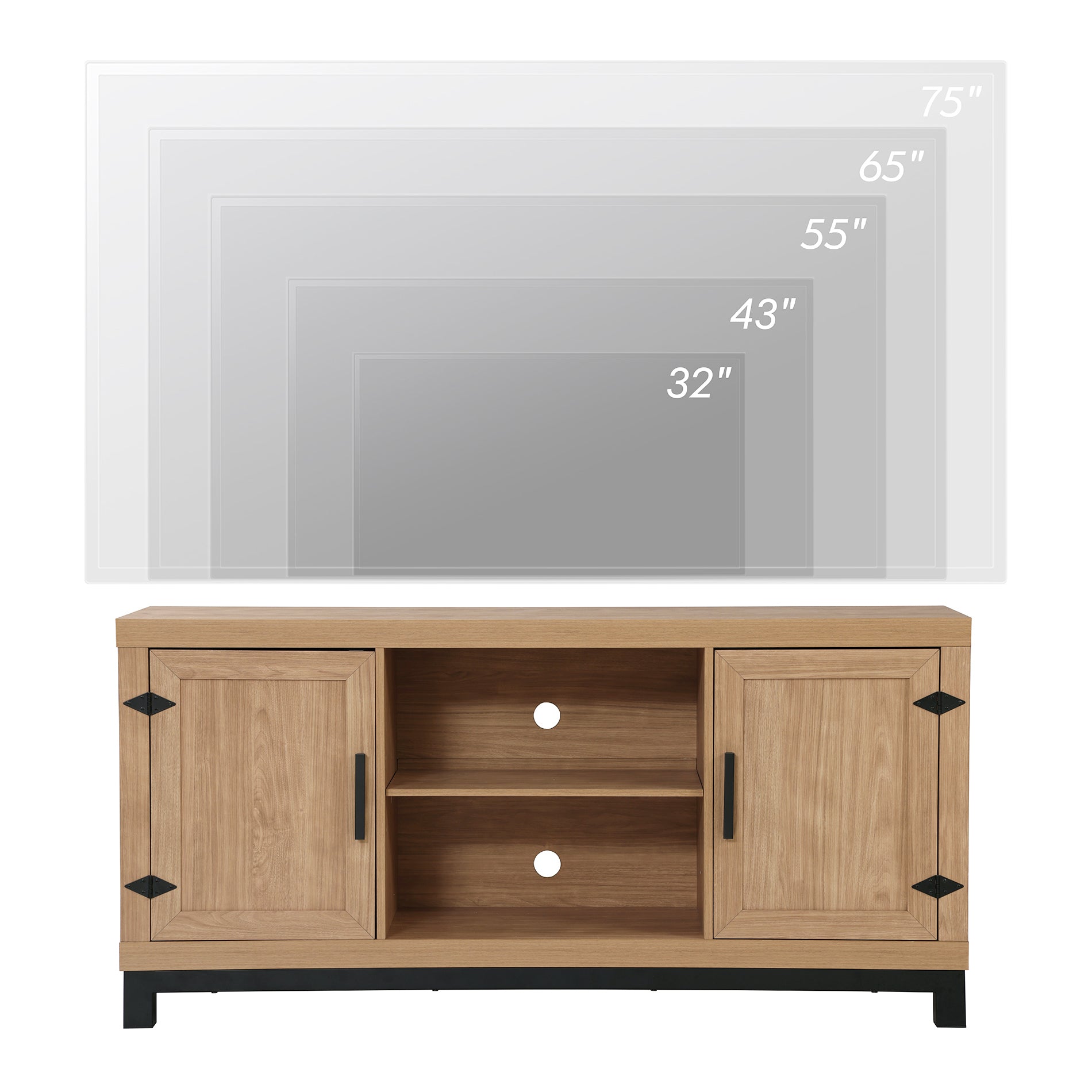 WAMPAT 58" Modern Farmhouse Barn Door TV Stand for 32-65 Inch TV, Mongo