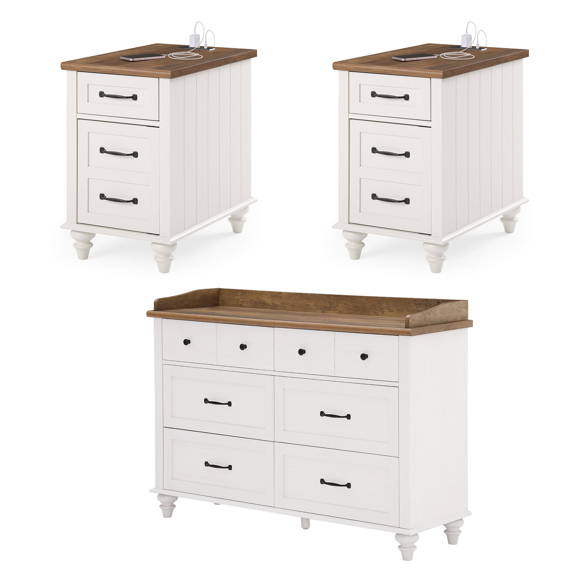 WAMPAT 47" Baby Dresser for Nursery with 6 Drawers, Changing Table for Baby, White