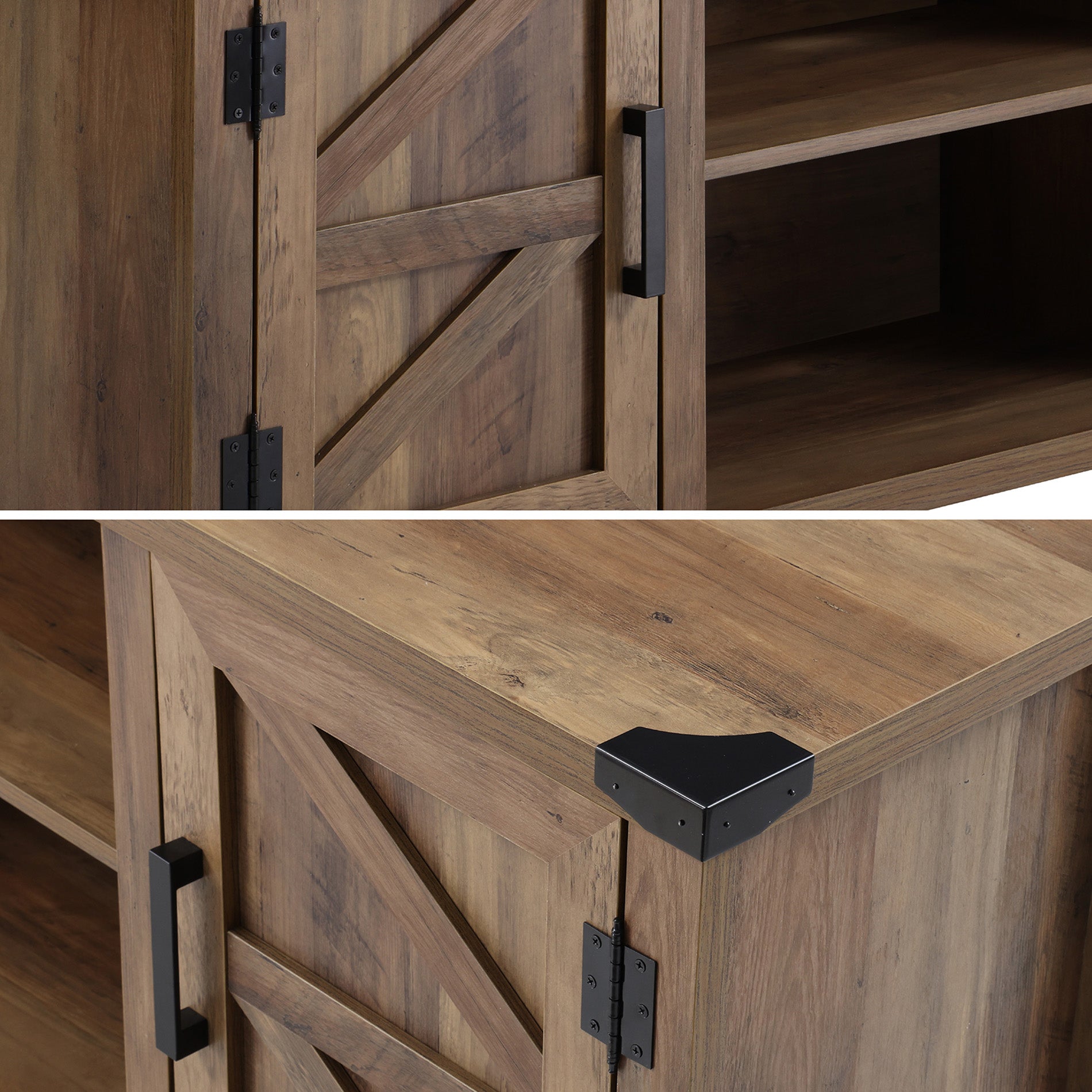 WAMPAT 59" Farmhouse Barn Door TV Stand for 32-65 Inch TV, Modern Wood Console Entertainment Center Storage Cabinet for Living Room, Oak Wash