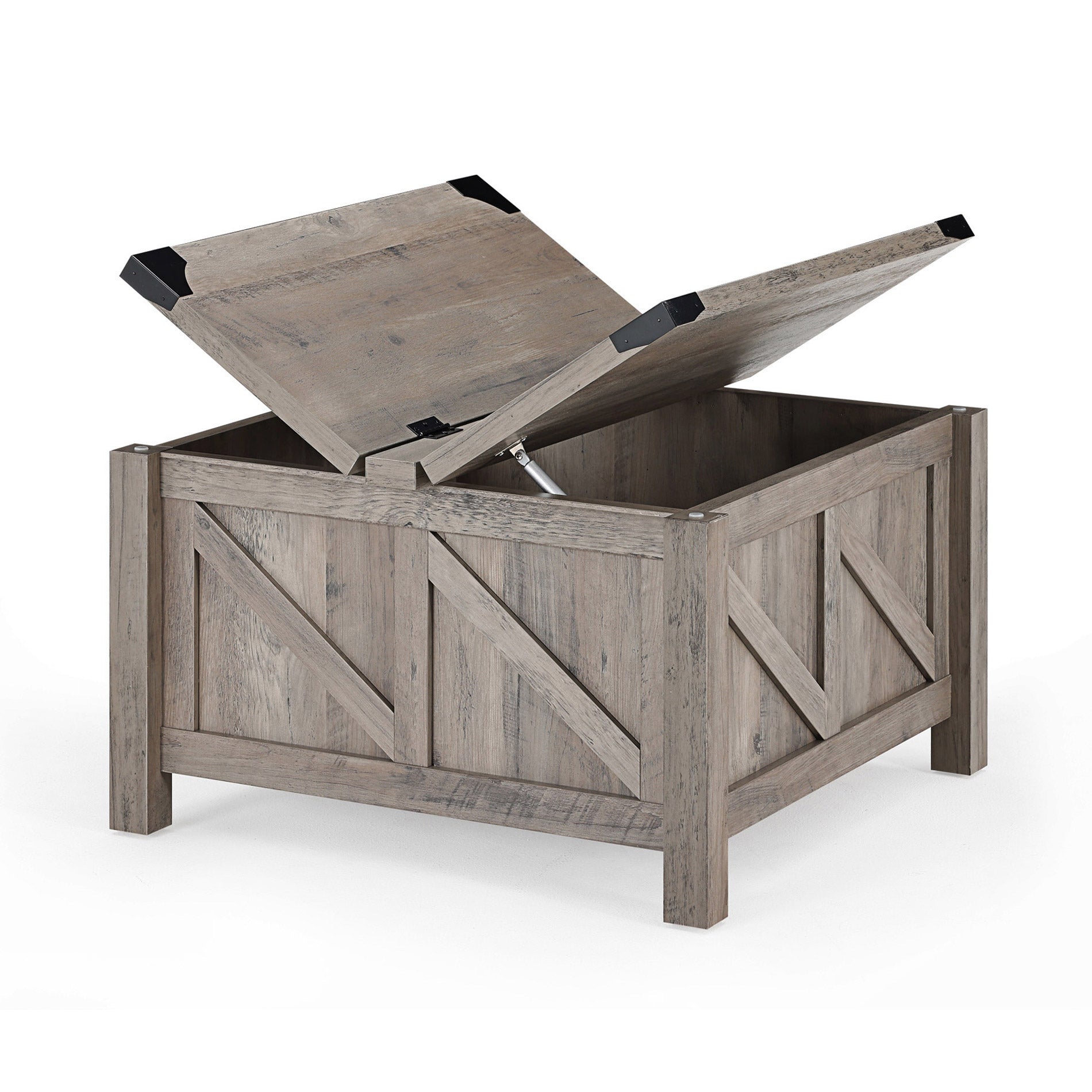 WAMPAT 30"x 30" Square Coffee Table, Rustic Grey Farmhouse Center Table with Lift Top & Storage for Living Room