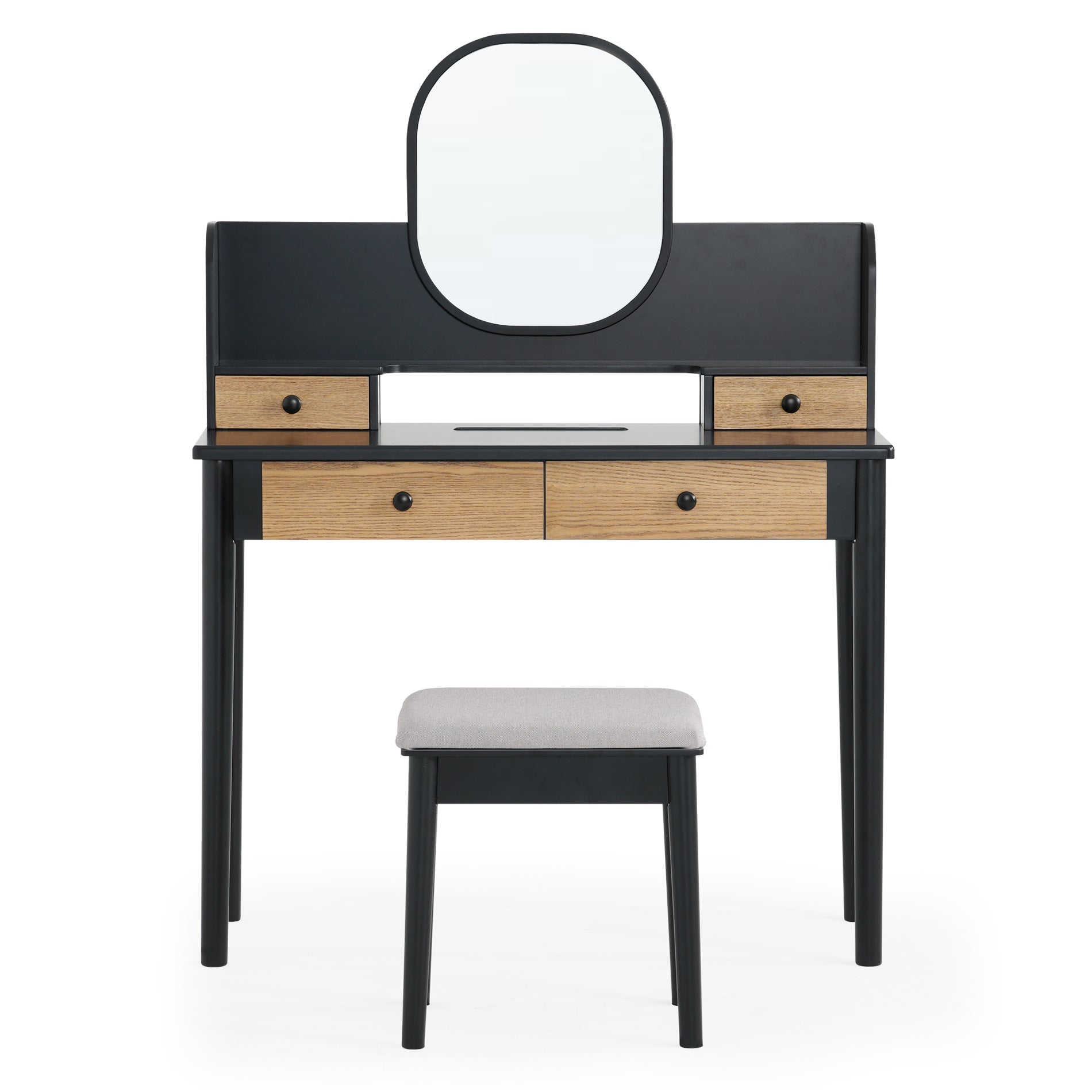 39" Makeup Vanity Table with Cushioned Stool Set Desktop Slot for Women Girls