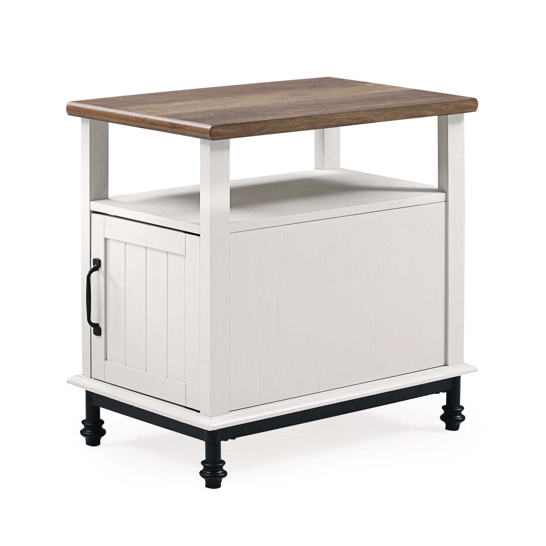 WAMPAT 24" Farmhouse Nightstand, Premium Wood Accent End Side Table, White