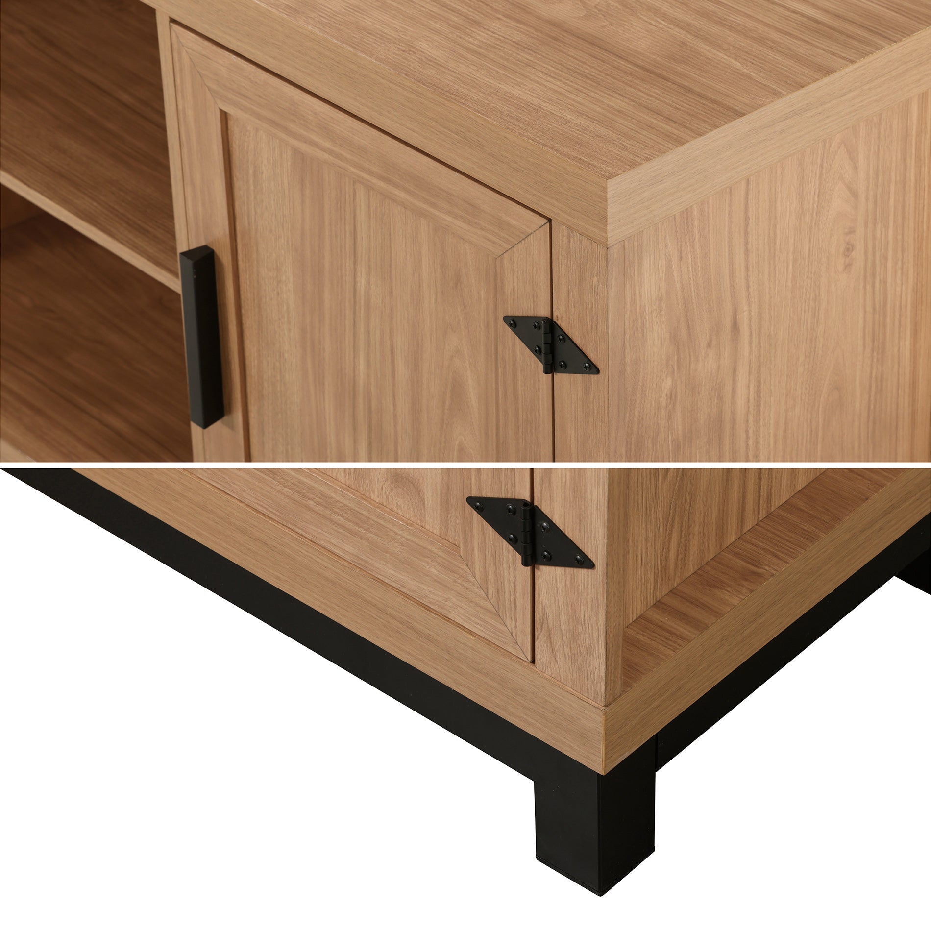 WAMPAT 58" Modern Farmhouse Barn Door TV Stand for 32-65 Inch TV, Mongo